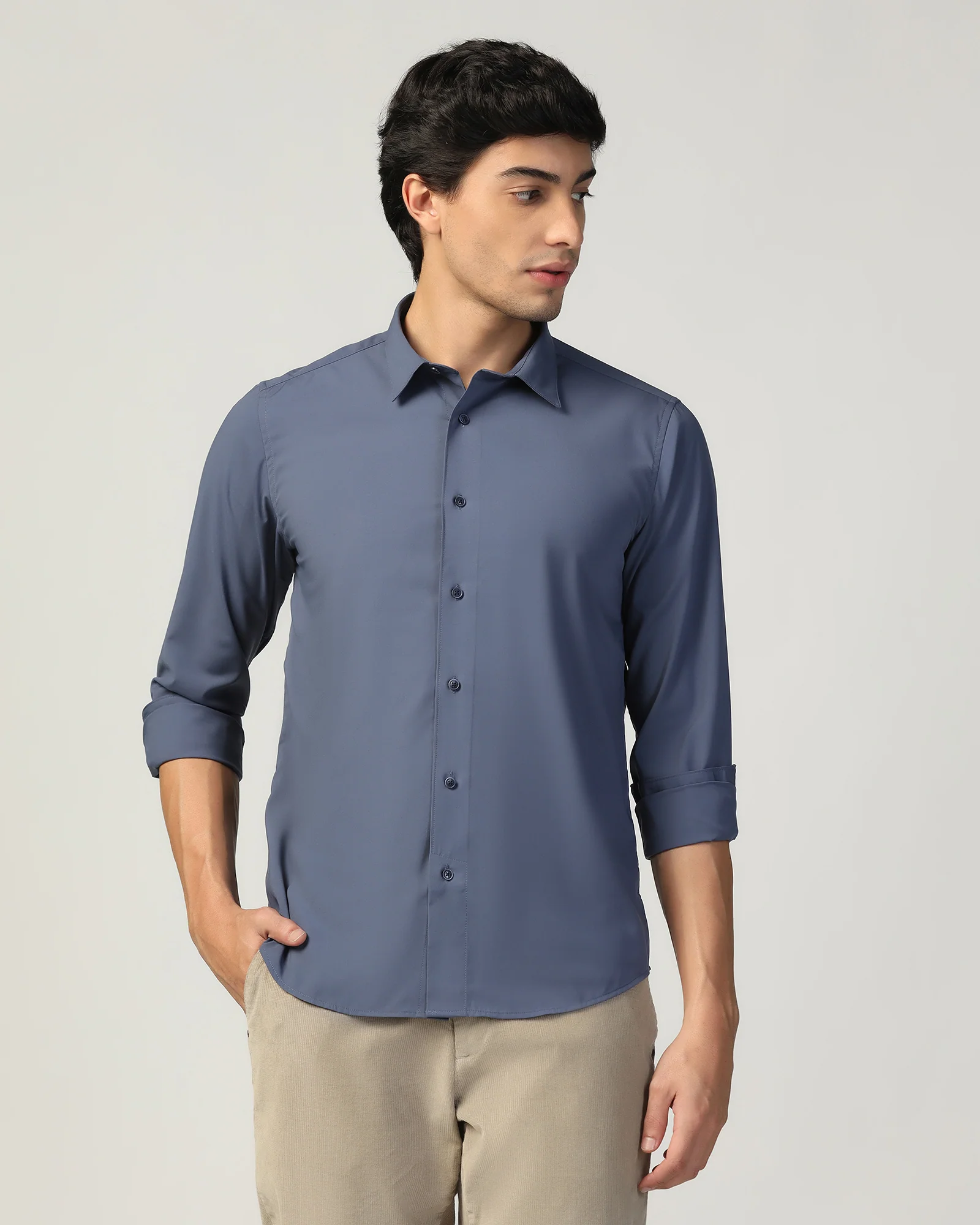 Casual Dark Grey Check Shirt - Xavier - Image 8