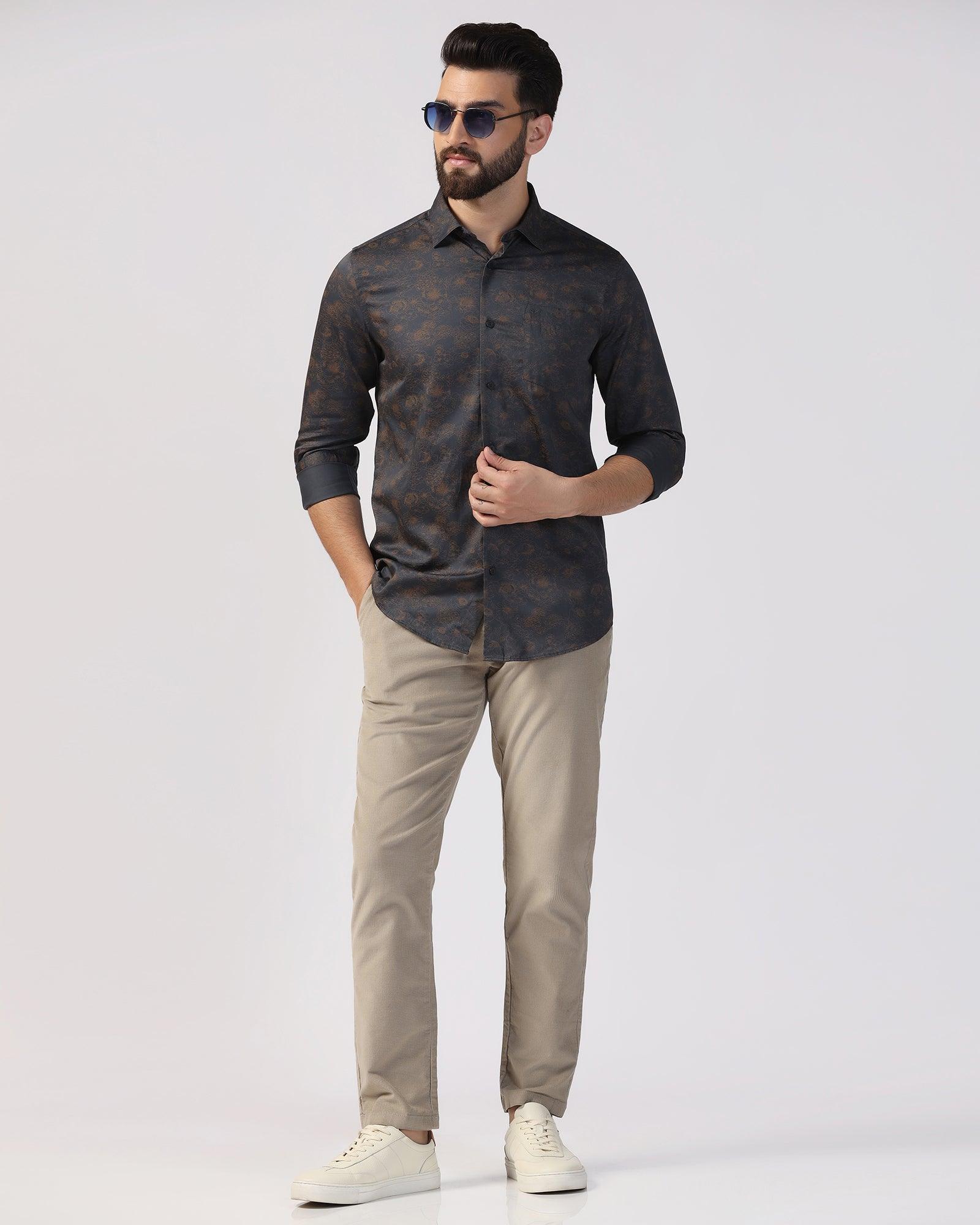 Casual Dark Grey Printed Shirt - Lara - Image 7