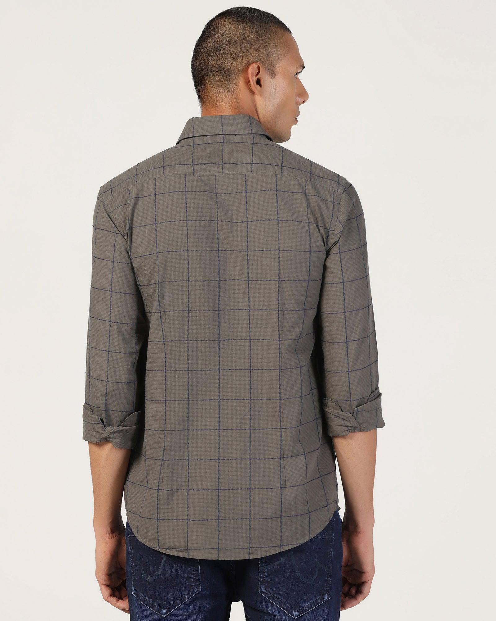 Casual Dark Olive Check Shirt - Enzo - Image 2
