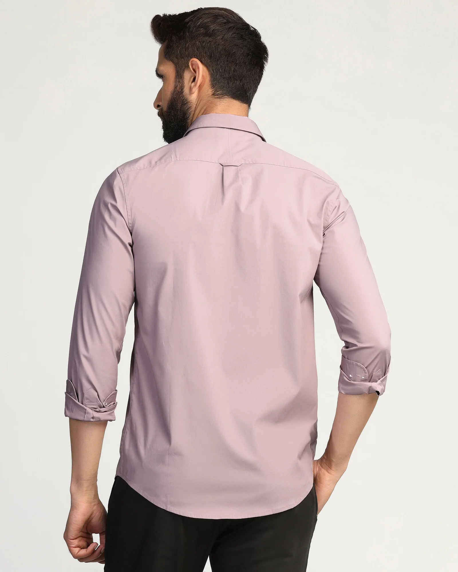 Casual Dusty Pink Solid Shirt - Lujo - Image 2