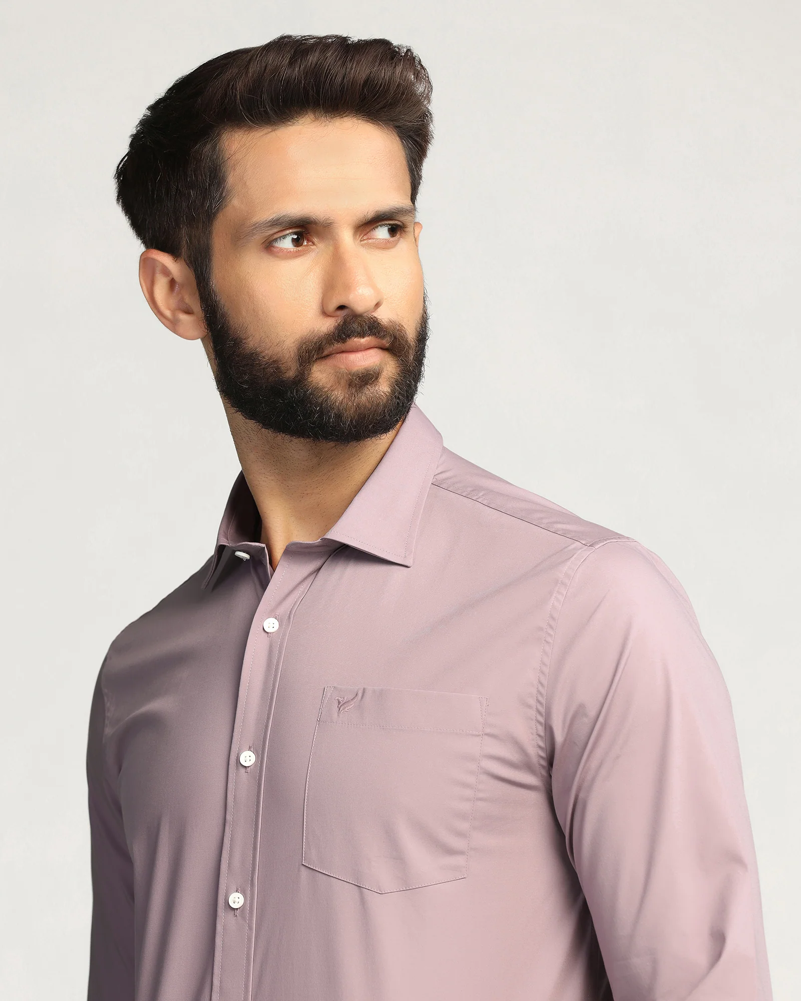 Casual Dusty Pink Solid Shirt - Lujo - Image 4