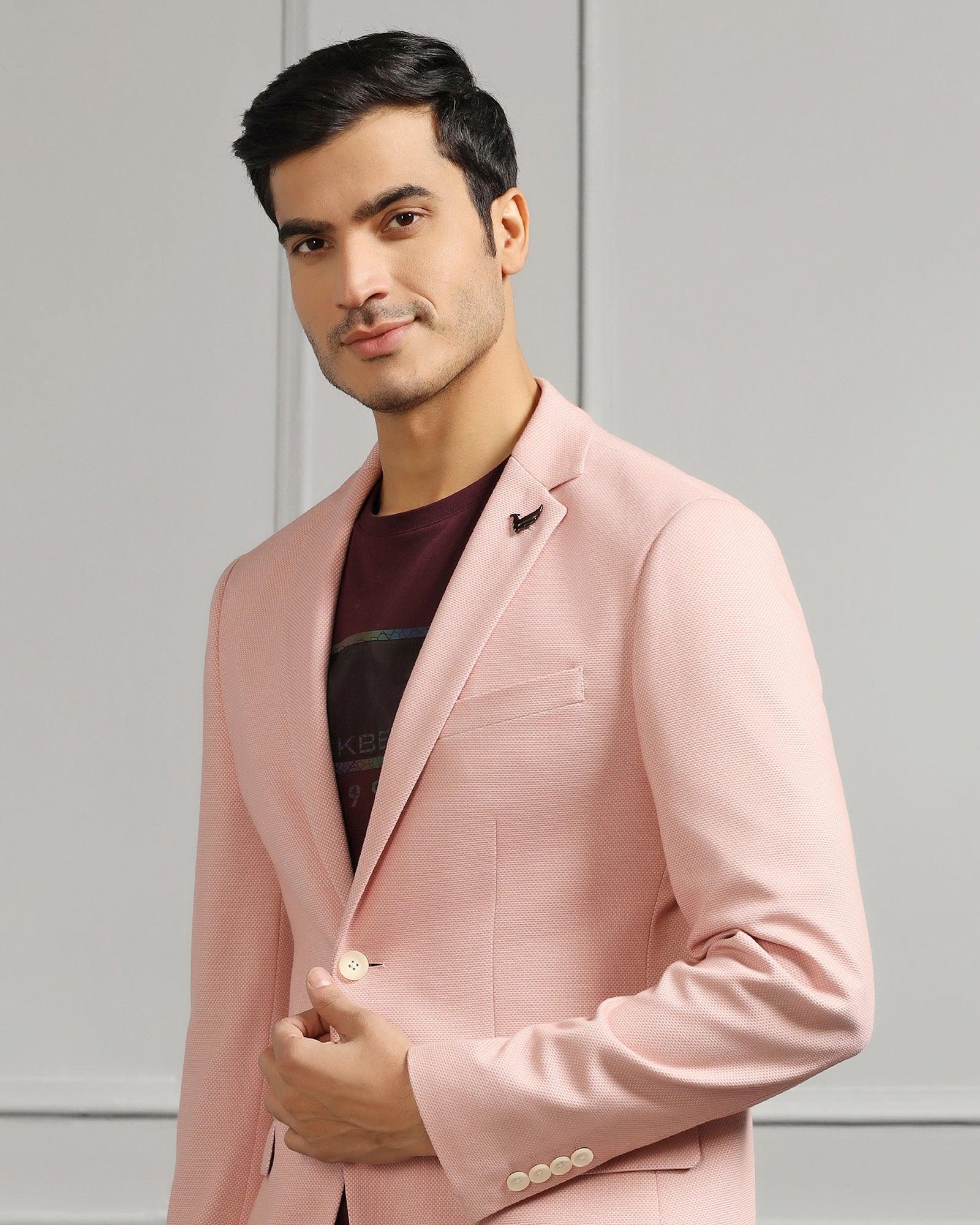 Casual Dusty Pink Textured Blazer - Ken - Image 4