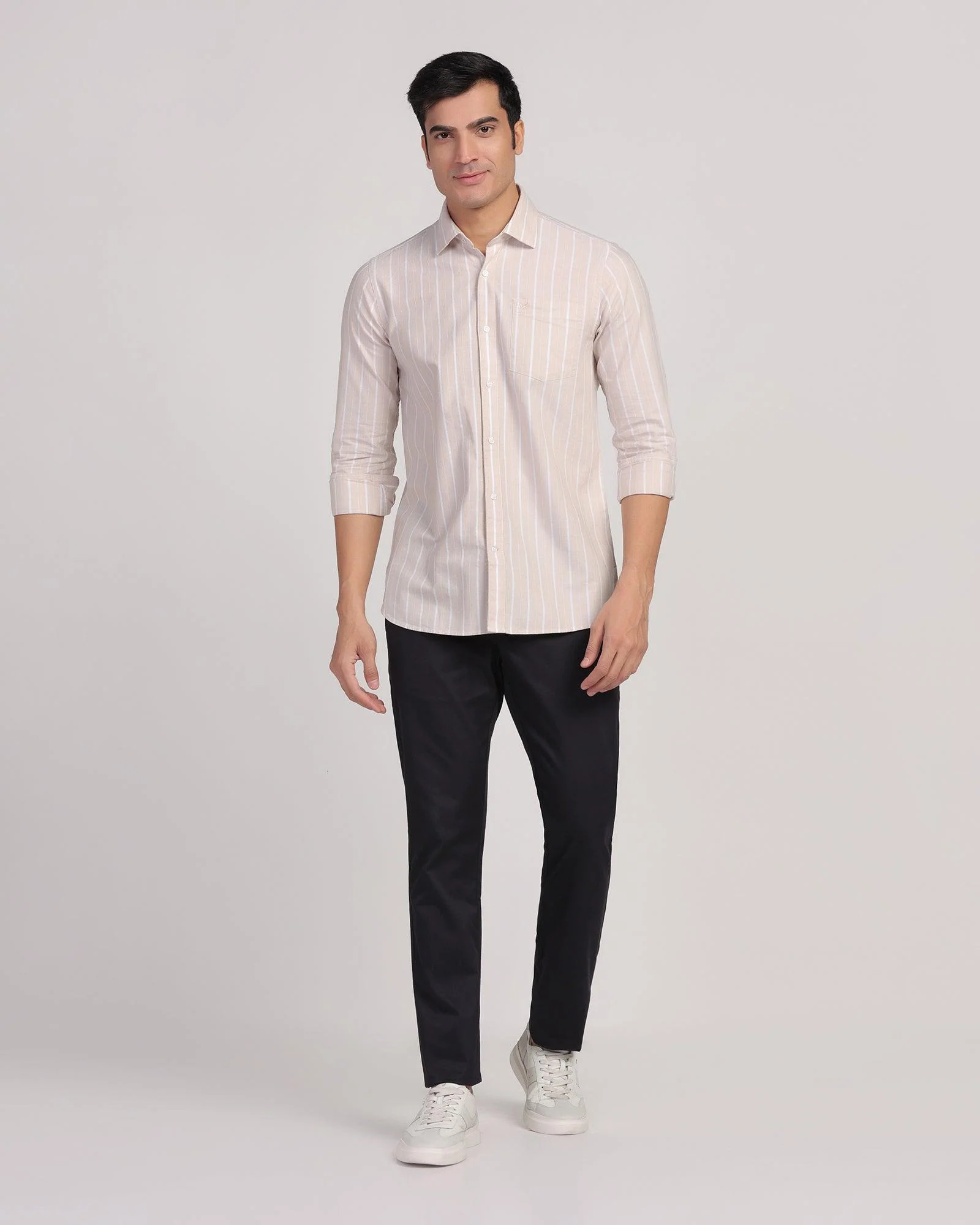 Casual Ecru Stripe Shirt - Cooper - Image 3