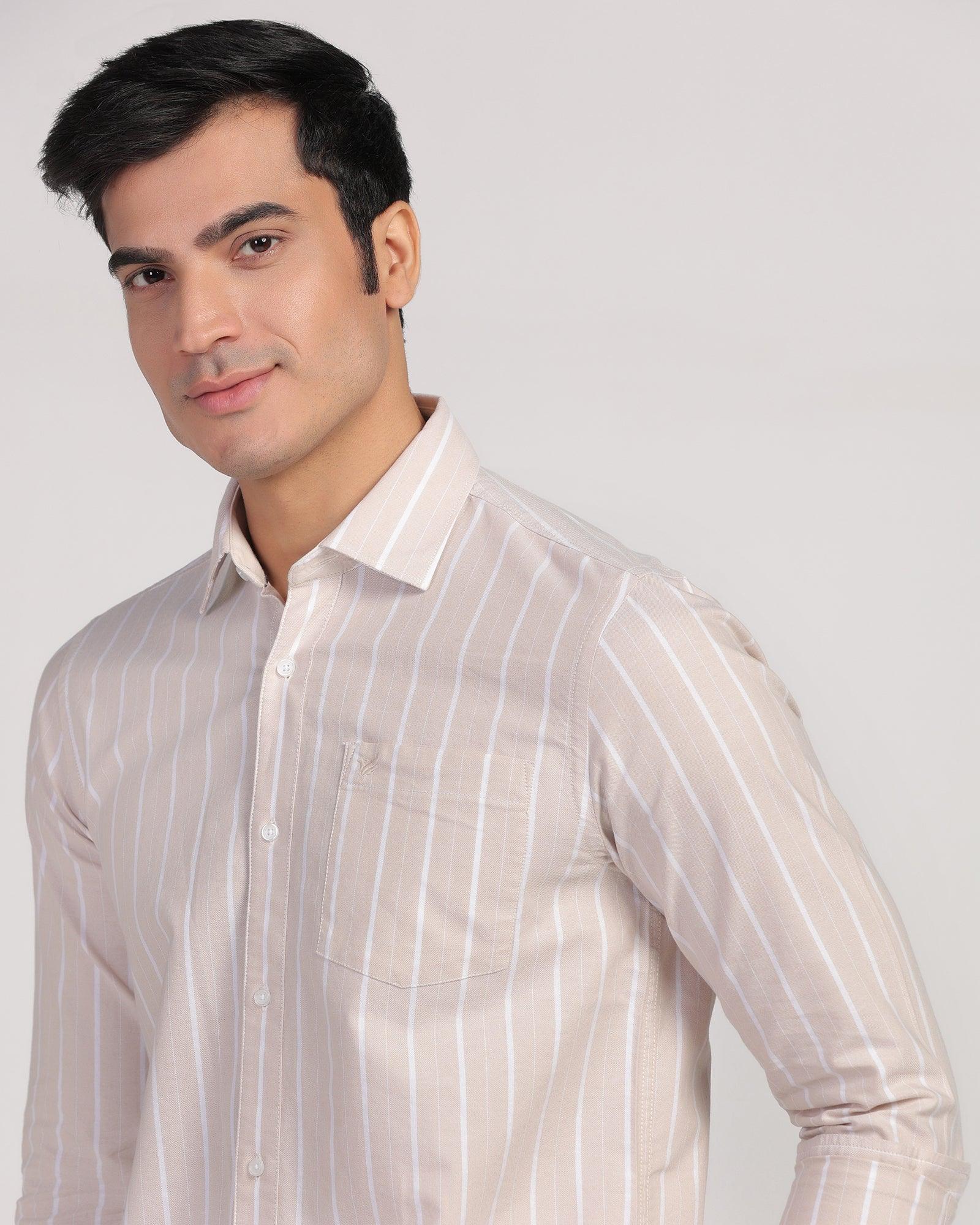 Casual Ecru Stripe Shirt - Cooper - Image 4