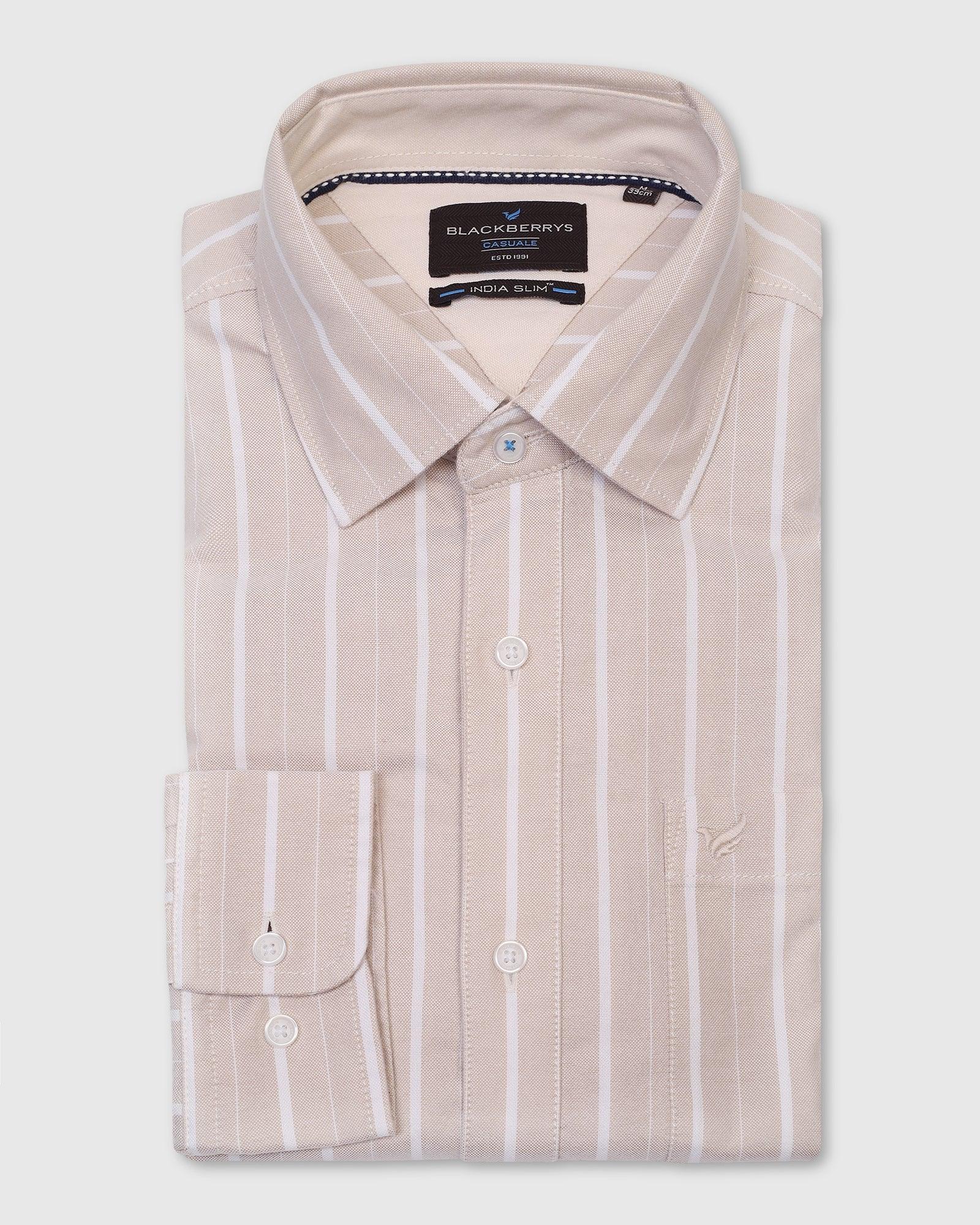 Casual Ecru Stripe Shirt - Cooper - Image 5