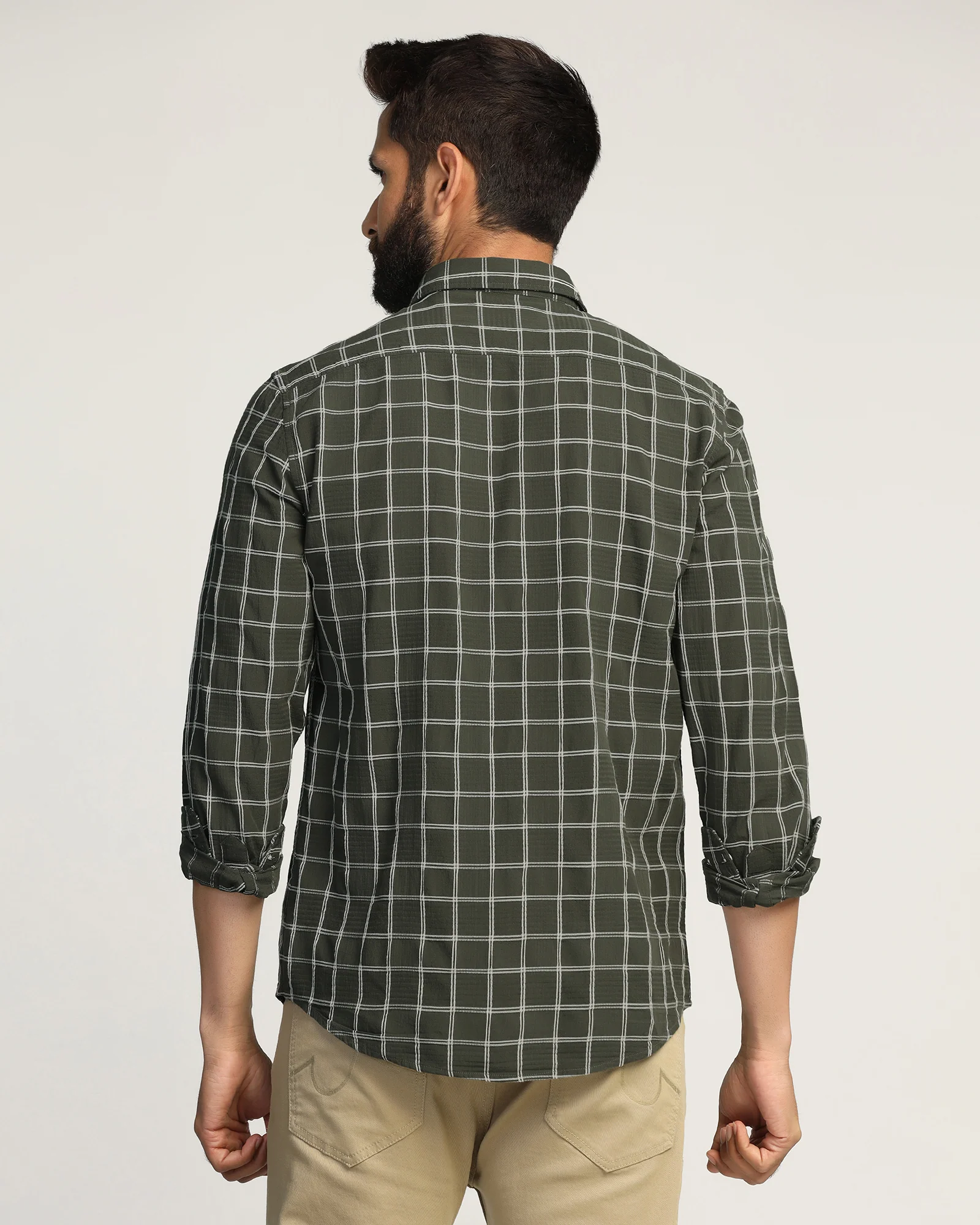 Casual Green Check Shirt - Josen - Image 2