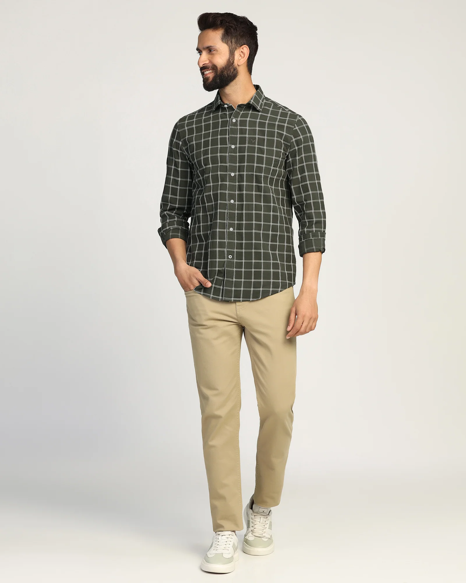 Casual Green Check Shirt - Josen - Image 3