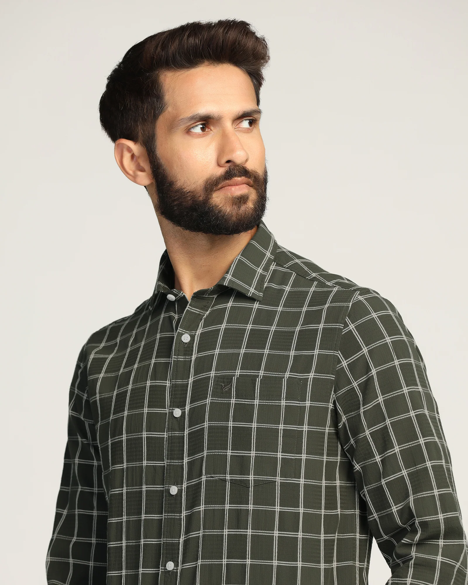 Casual Green Check Shirt - Josen - Image 4