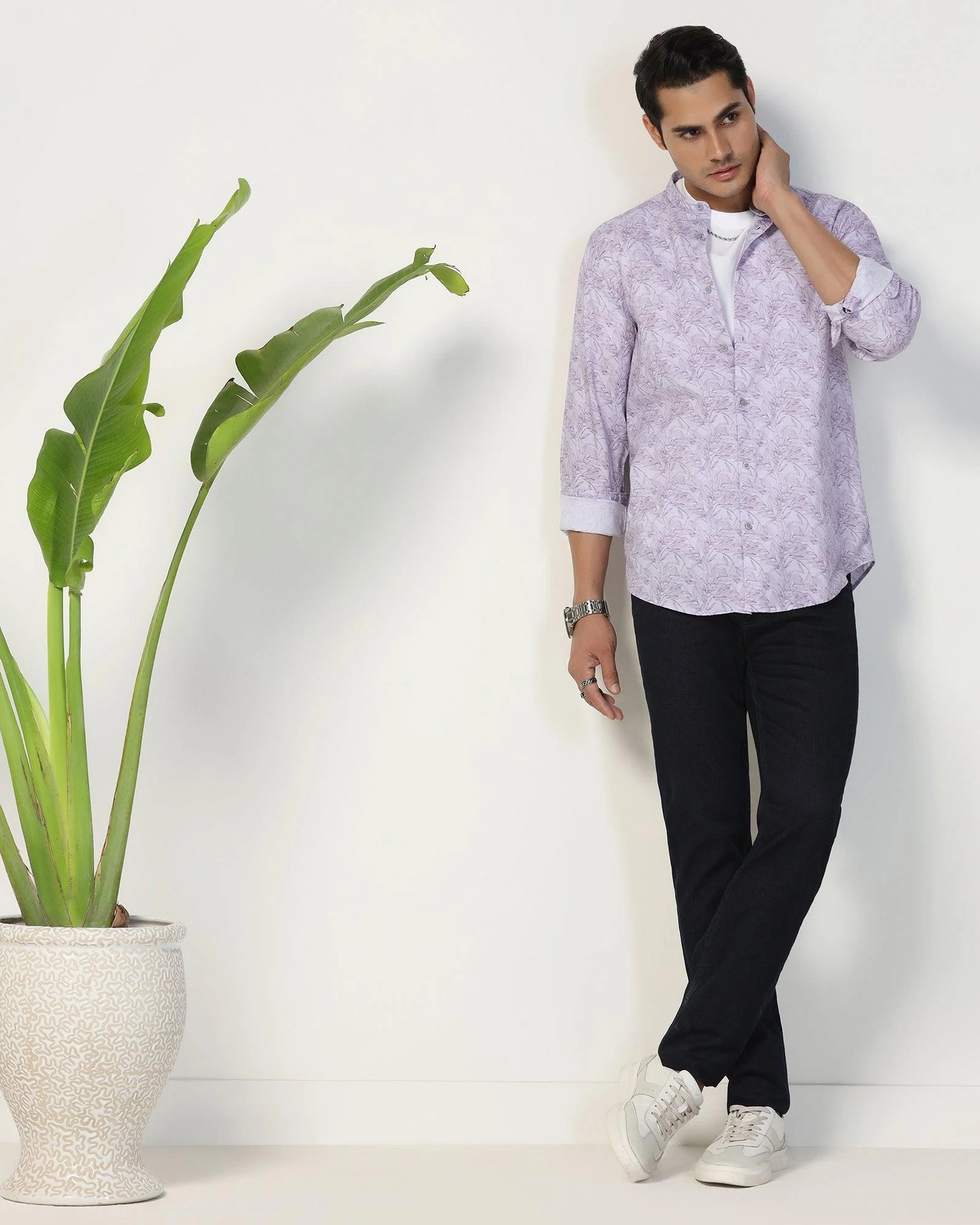Casual Grey Printed Shirt - Hazel - Image 7