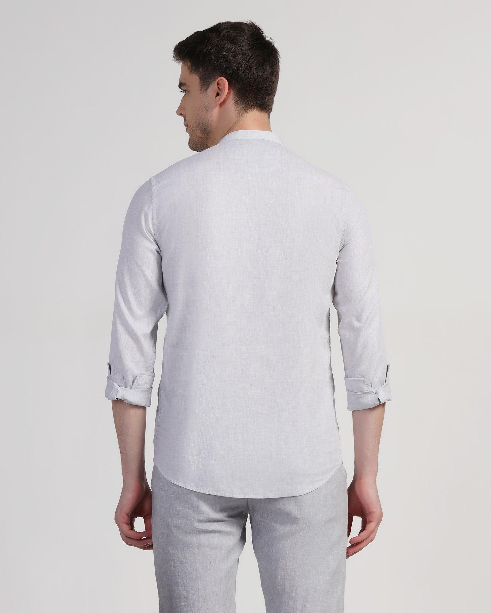 Casual Grey Solid Shirt - Carly - Image 2