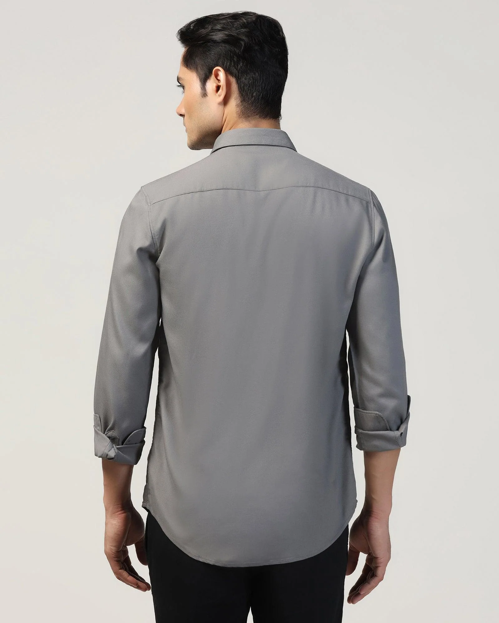 Casual Grey Solid Shirt - Gerald - Image 2