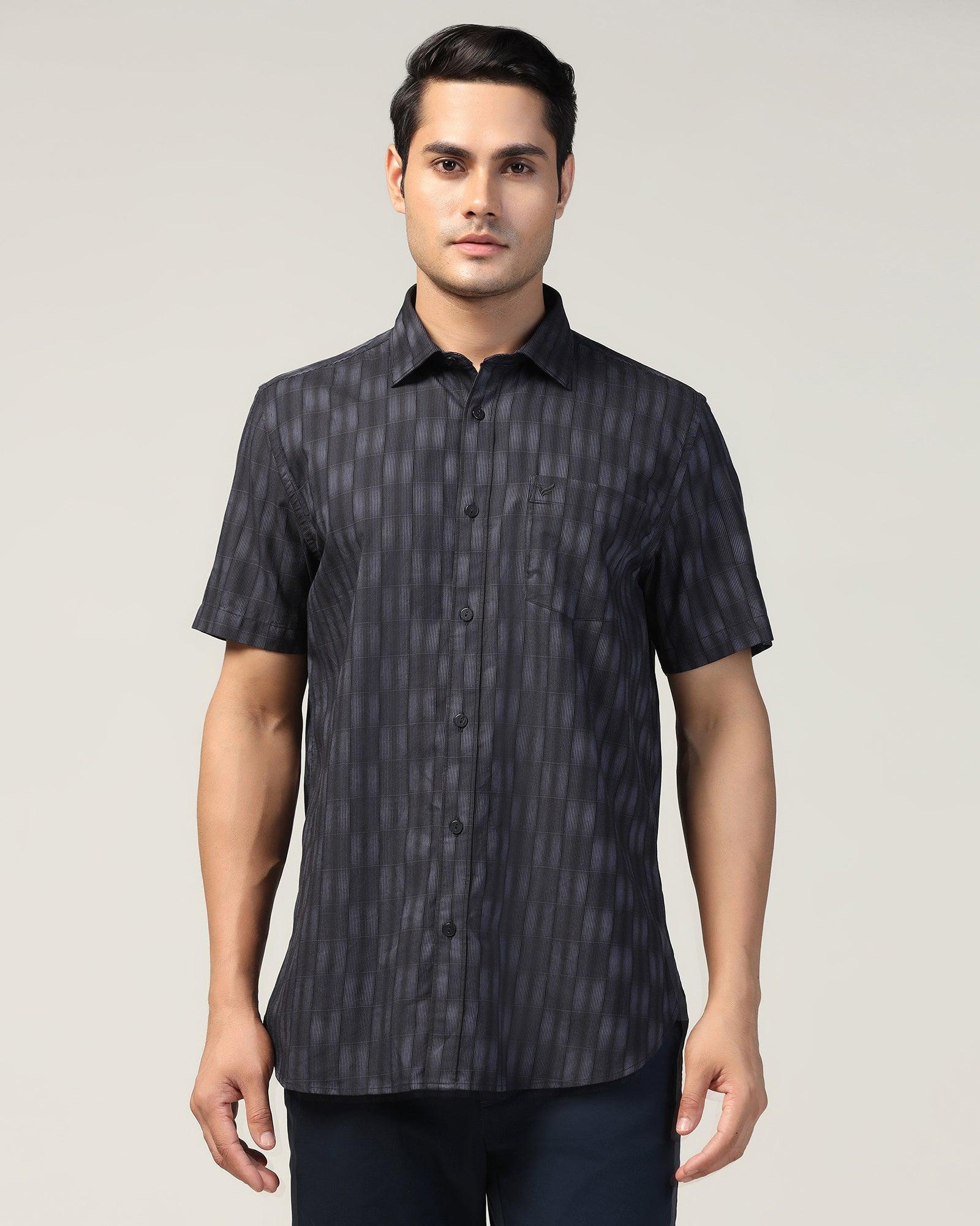 Casual Half Sleeve Blue Check Shirt - Fenix - Image 8