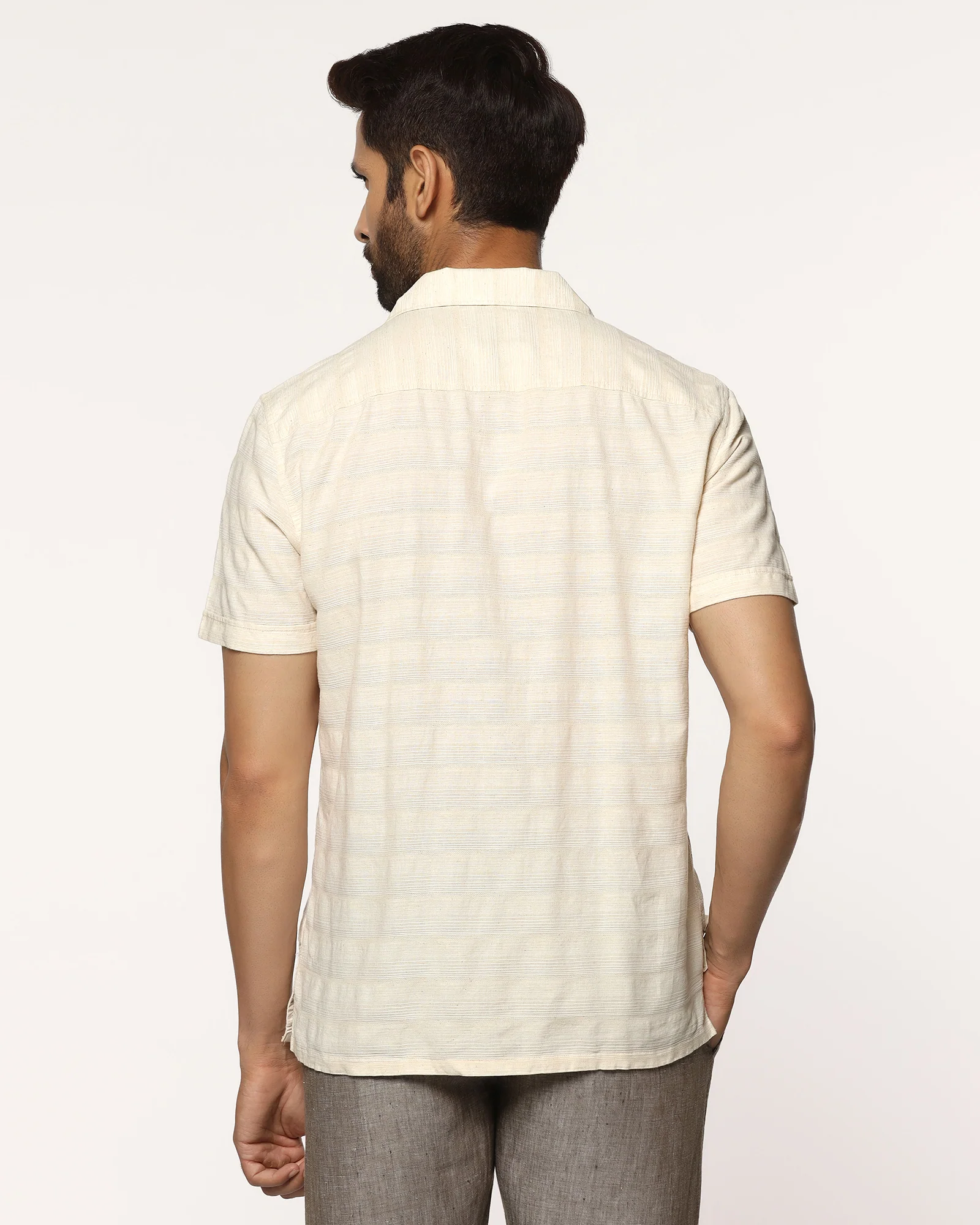 Casual Half Sleeve Natural Textured Shirt - Tatsuki - Image 2