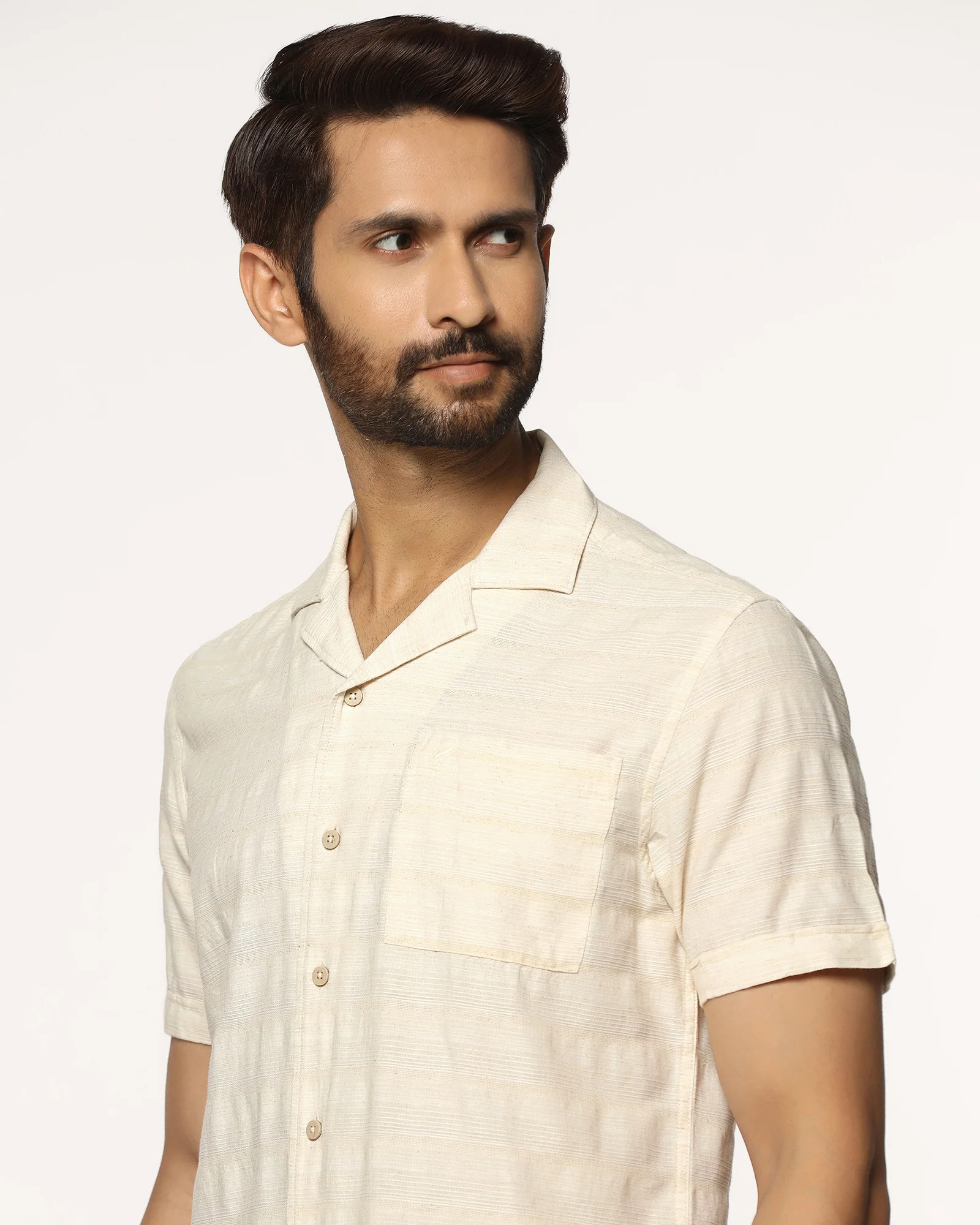 Casual Half Sleeve Natural Textured Shirt - Tatsuki - Image 4