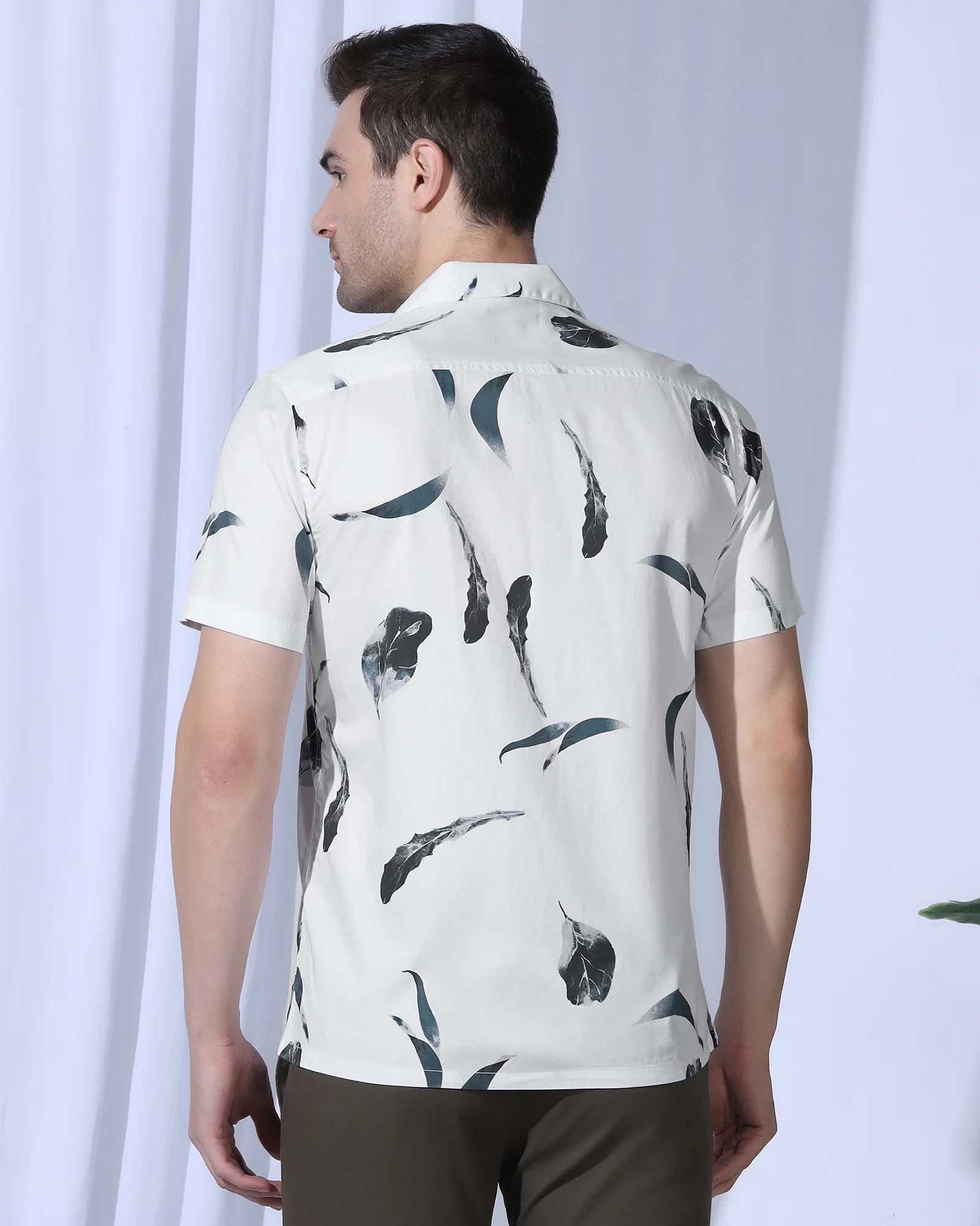 Casual Half Sleeve White Printed Shirt - Rowen - Image 2
