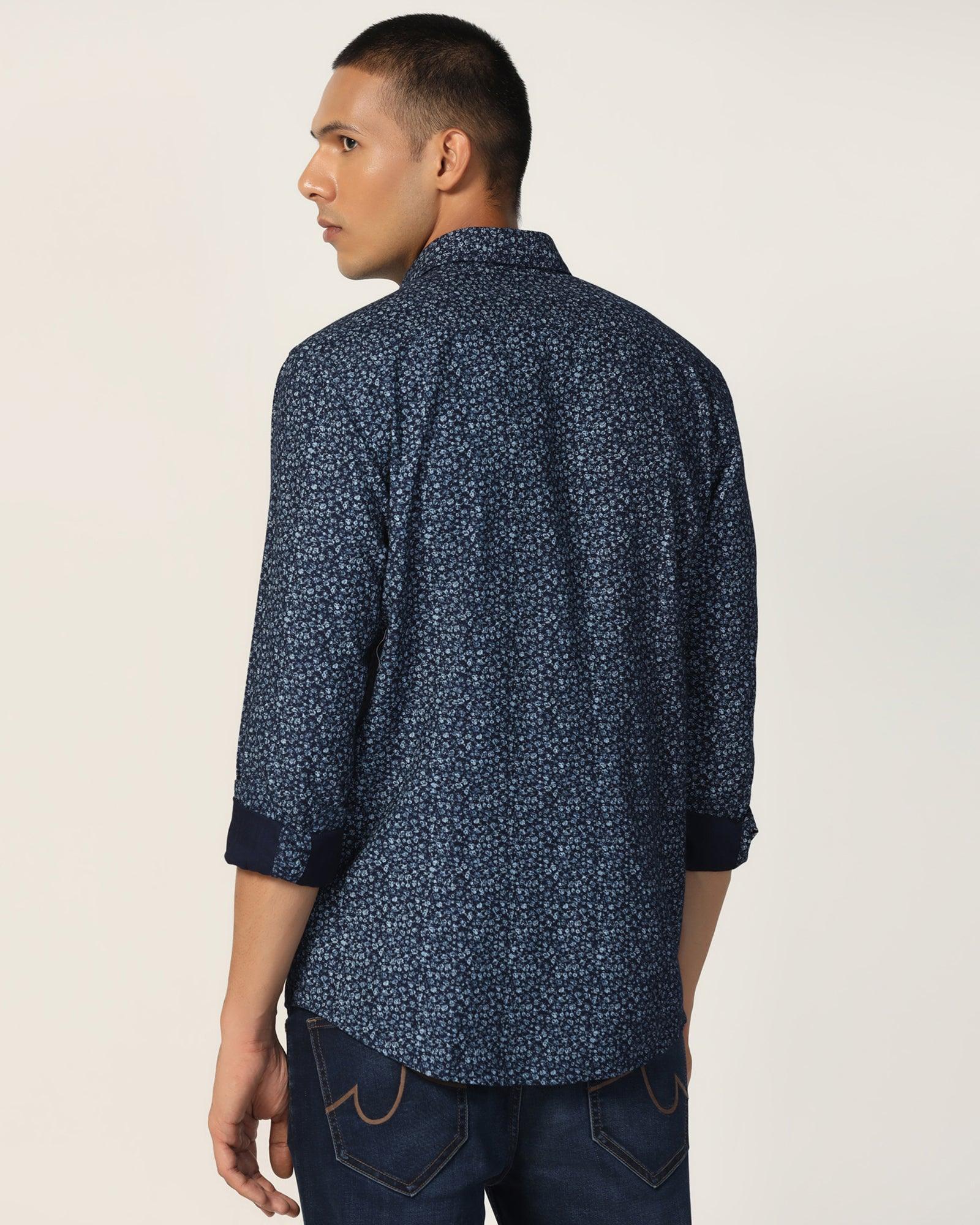 Casual Indigo Blue Printed Shirt - Ethna - Image 8