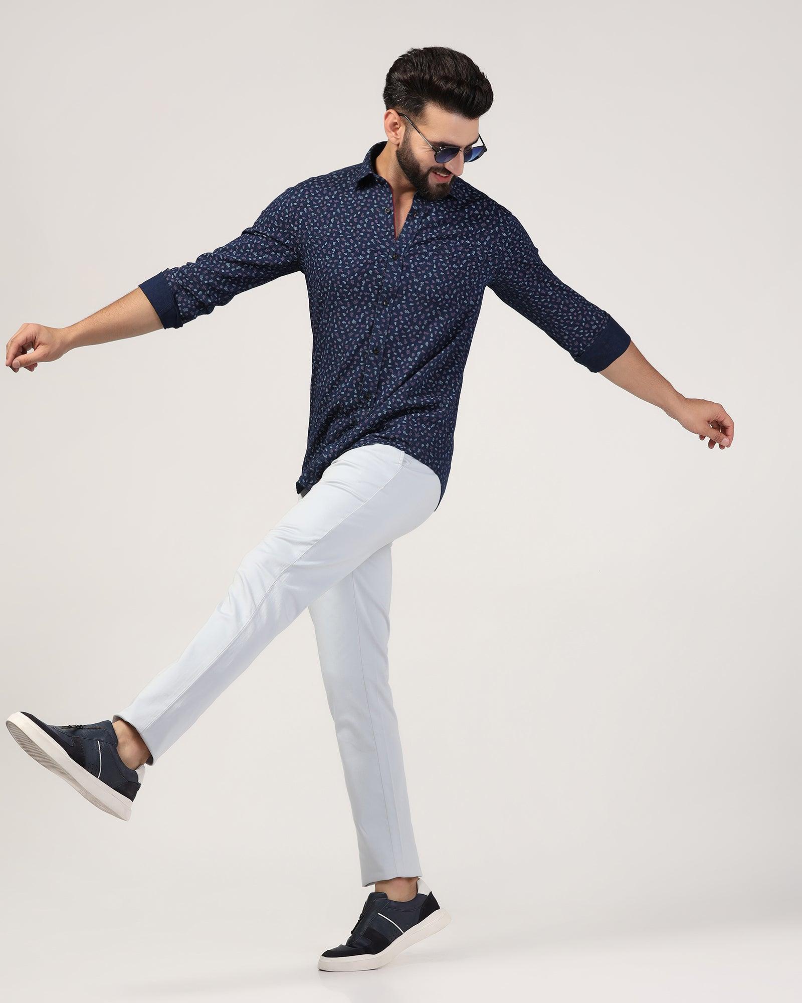 Casual Indigo Blue Printed Shirt - Naden - Image 6
