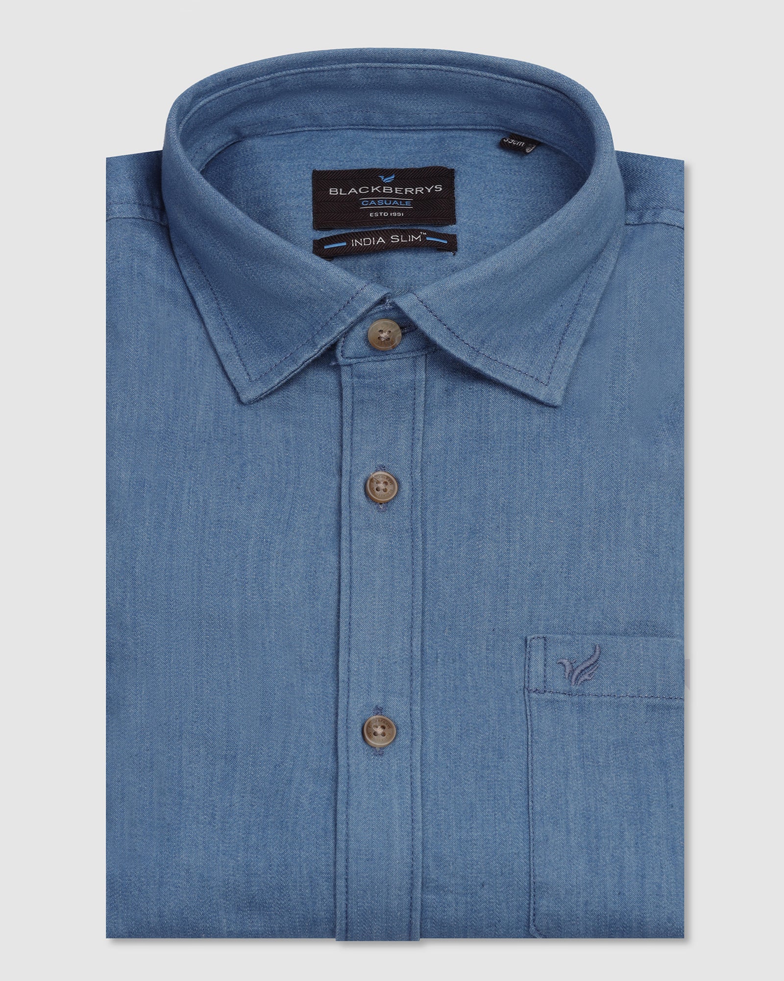 Casual Indigo Solid Shirt - Emmett - Image 5