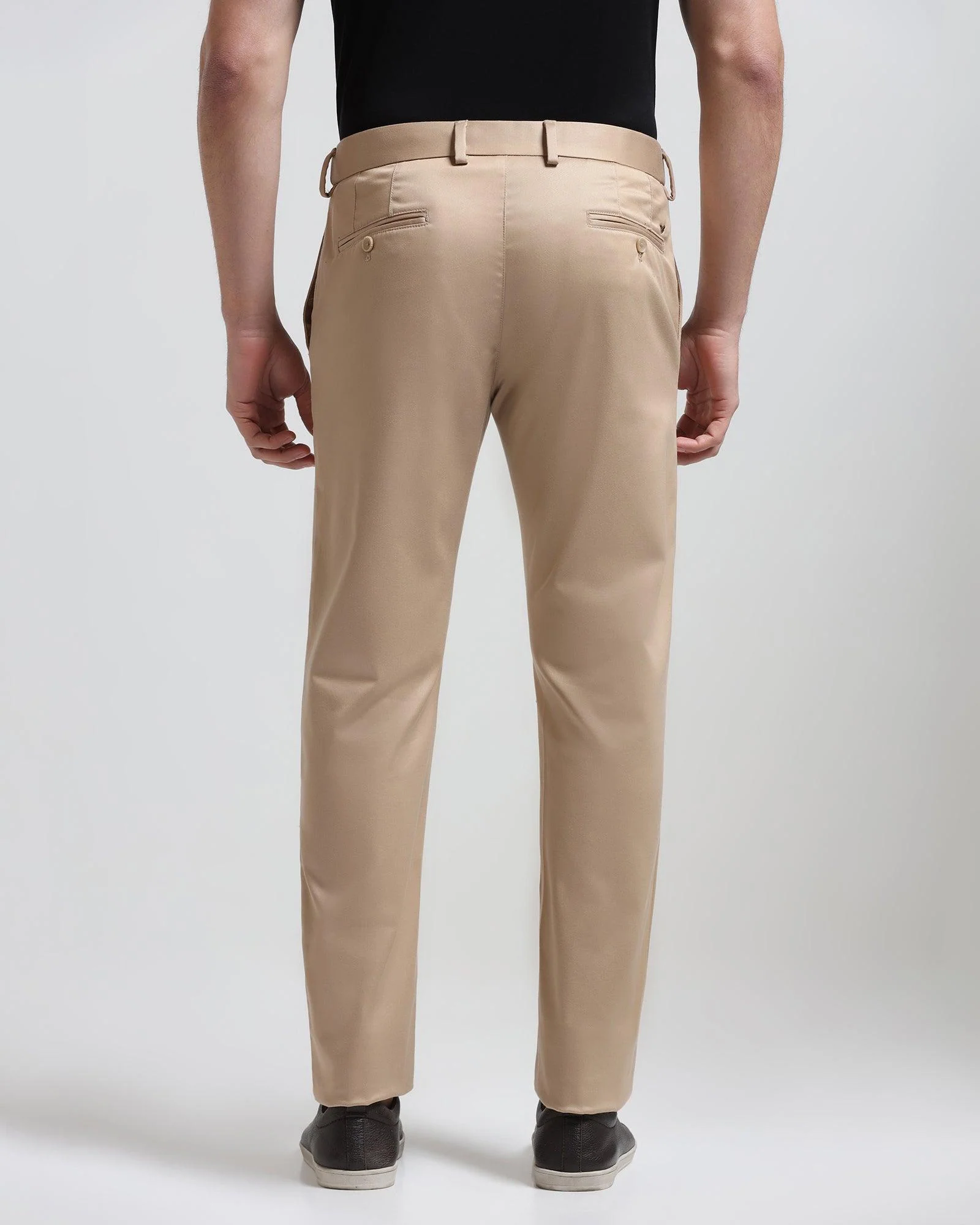 Slim Comfort B-95 Casual Beige Solid Khakis - Wolf - Image 2