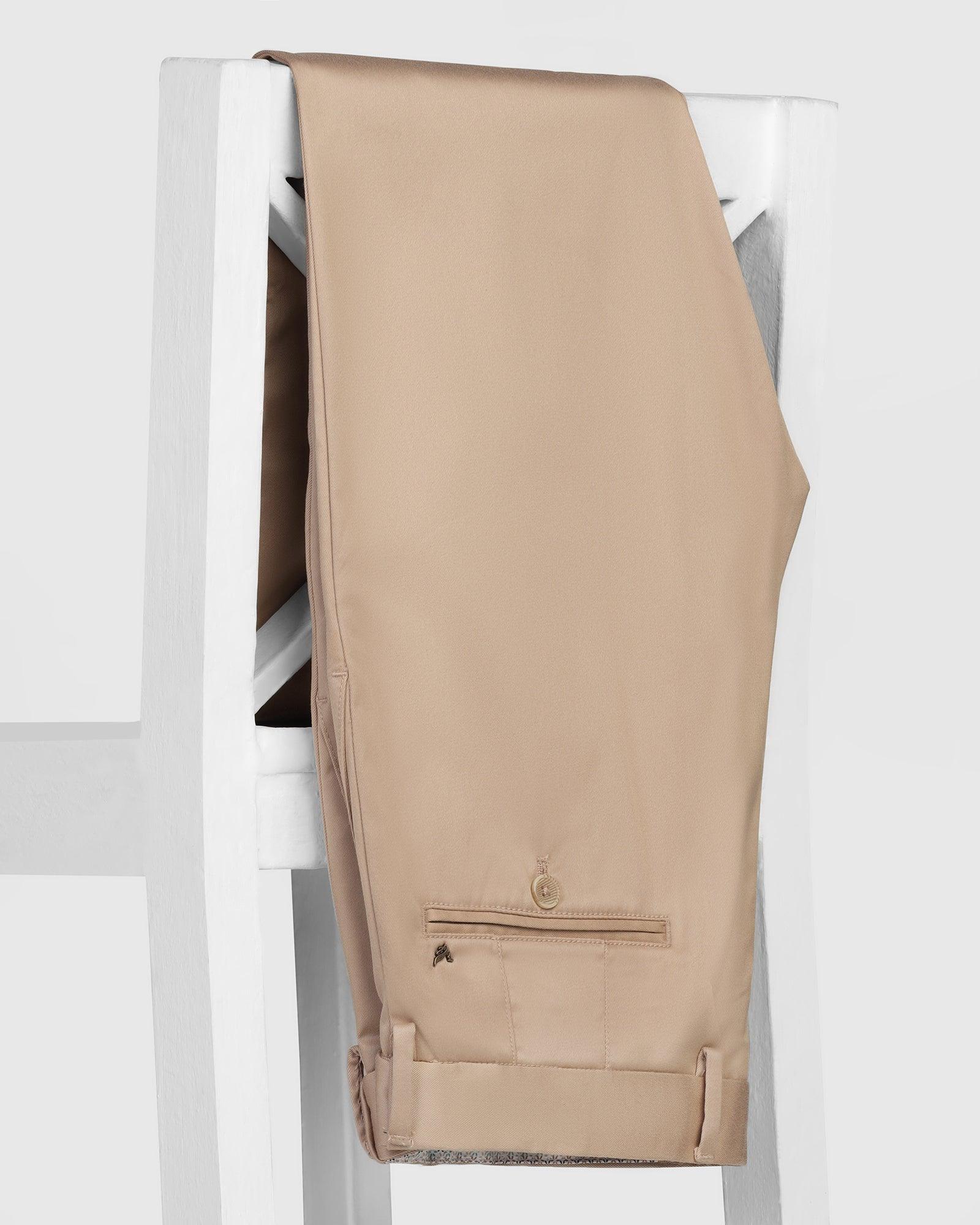 Slim Comfort B-95 Casual Beige Solid Khakis - Wolf - Image 5