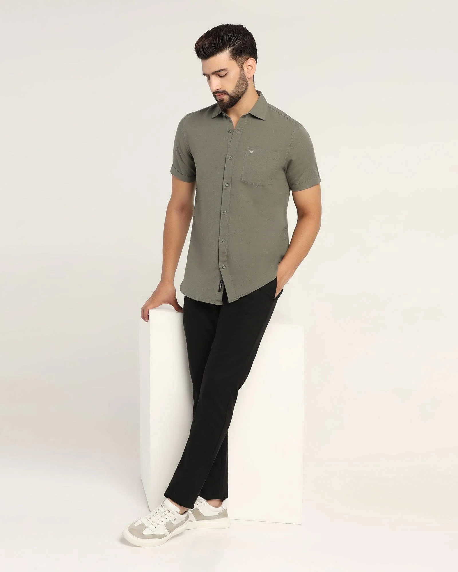 Slim Comfort B-95 Casual Black Solid Khakis - Clate - Image 6