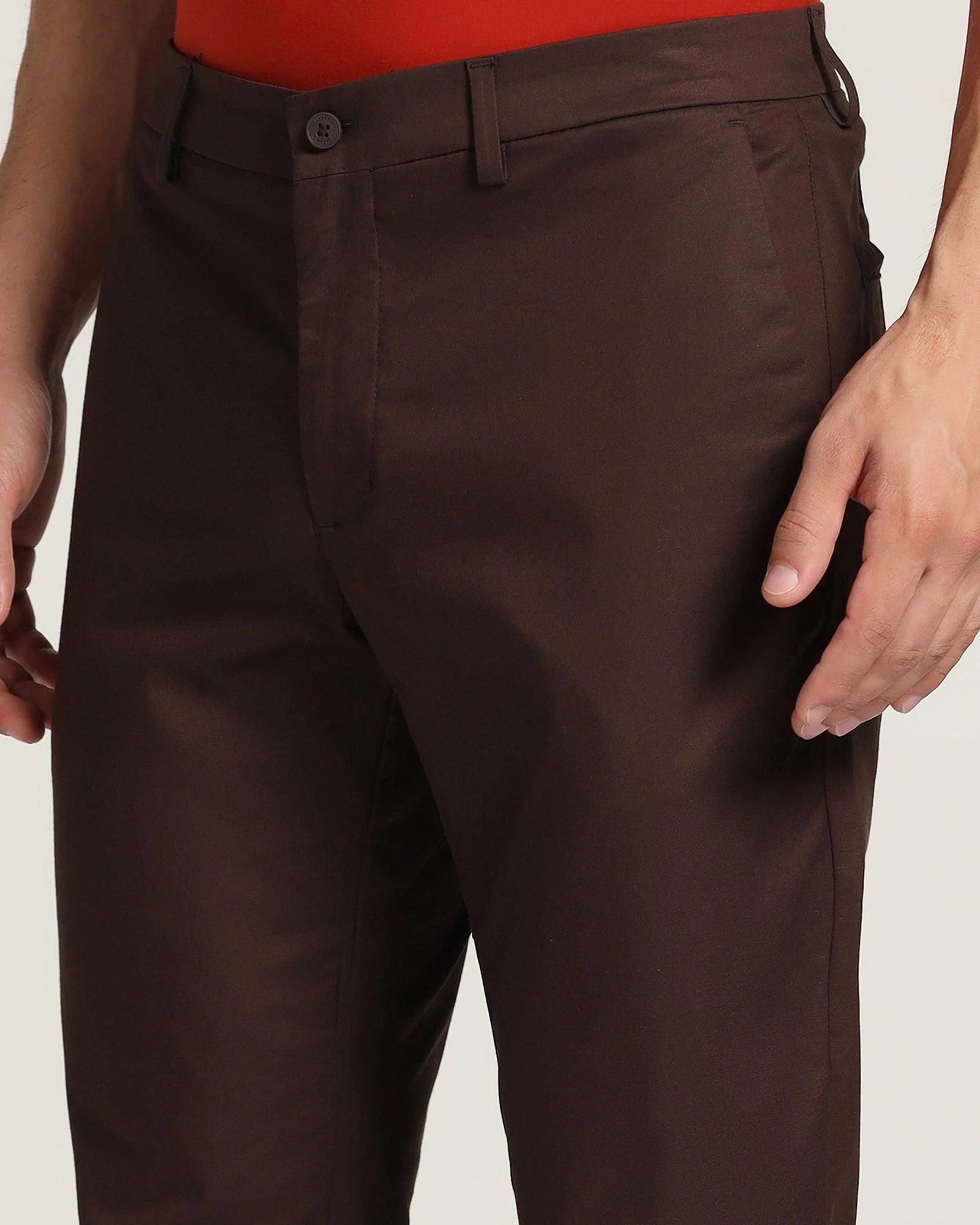 TechPro Slim Comfort B-95 Casual Brown Solid Khakis - Andros - Image 4