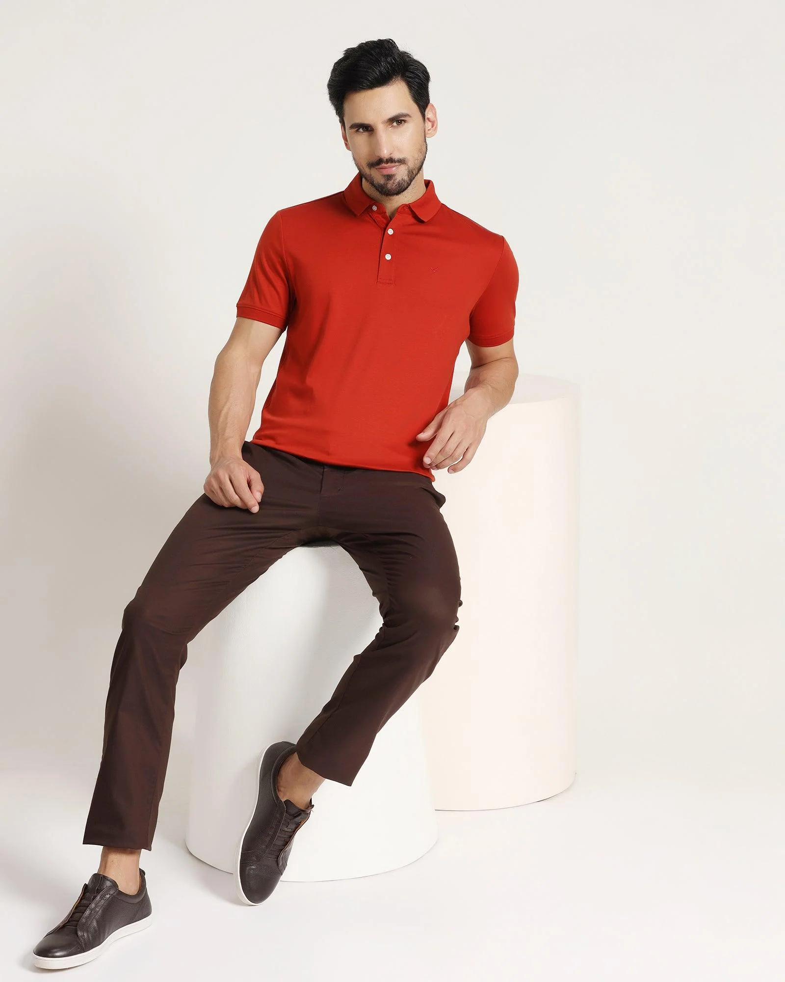 TechPro Slim Comfort B-95 Casual Brown Solid Khakis - Andros - Image 6