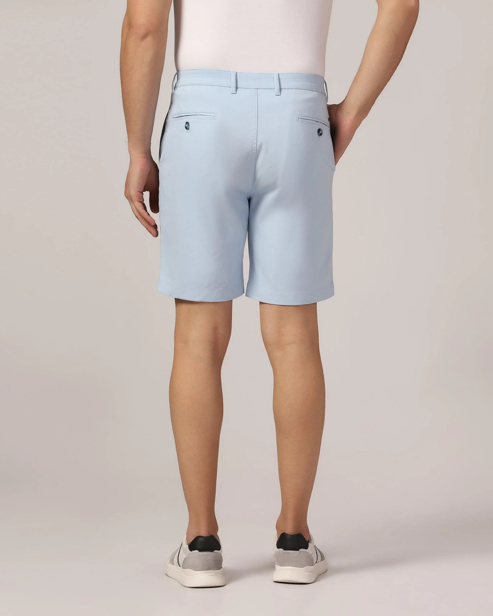 Casual Light Blue Solid Shorts - Frank - Image 2