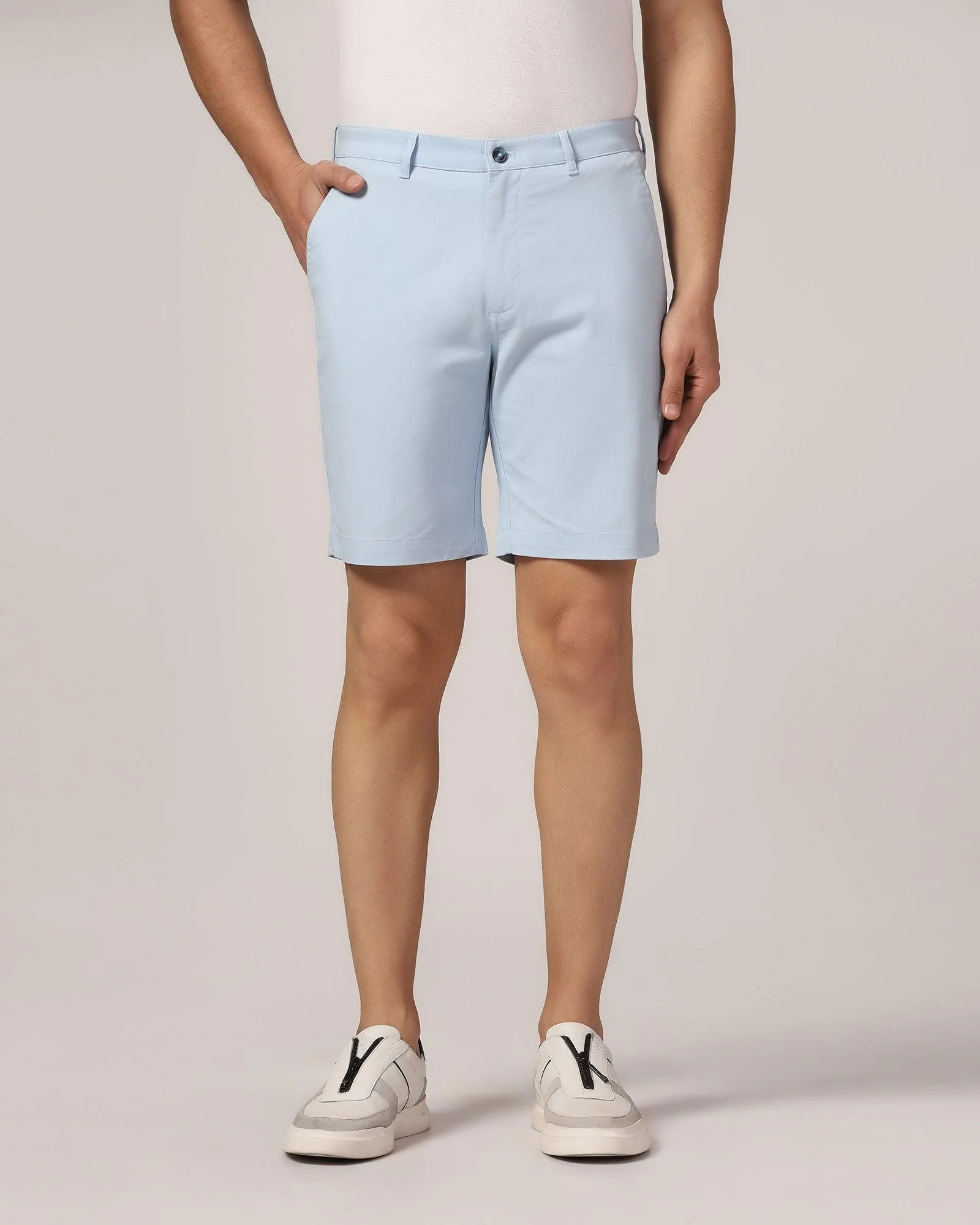 Casual Light Blue Solid Shorts - Frank - Image 3