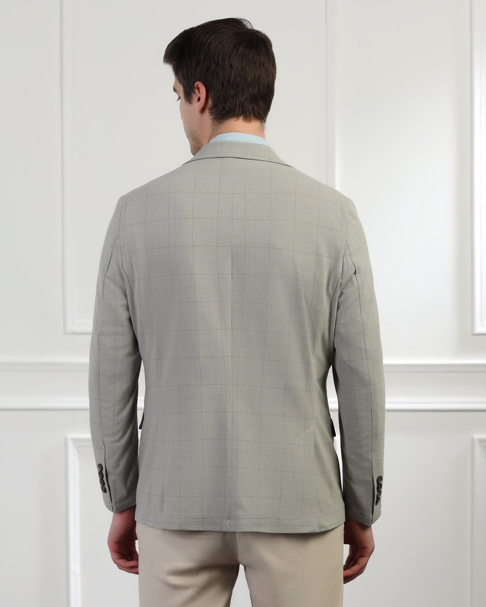 Casual Light Grey Check Blazer - Marcus - Image 2