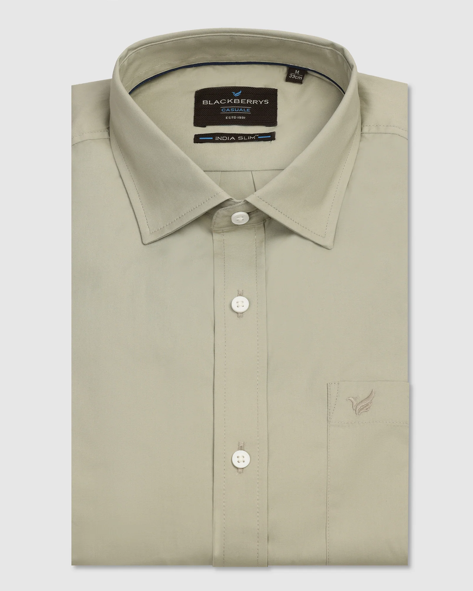 Casual Light Olive Solid Shirt - Lujo - Image 5