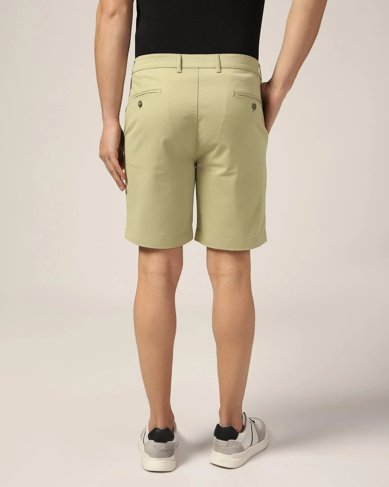Casual Light Olive Solid Shorts - Frank - Image 2