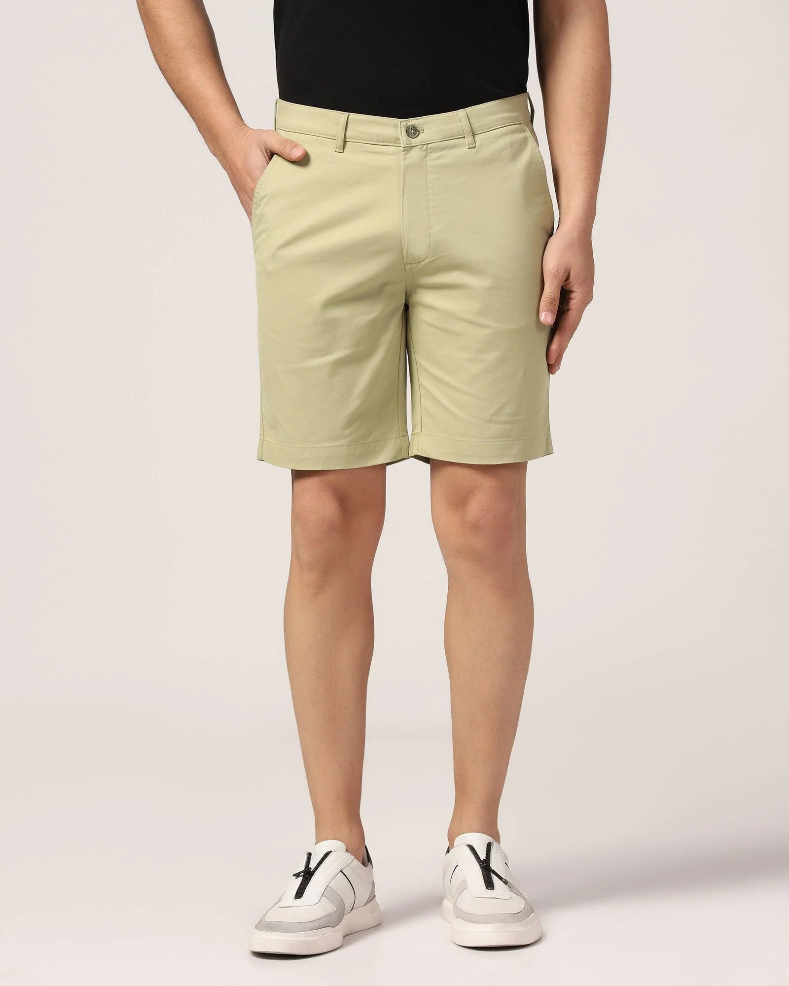 Casual Light Olive Solid Shorts - Frank - Image 3