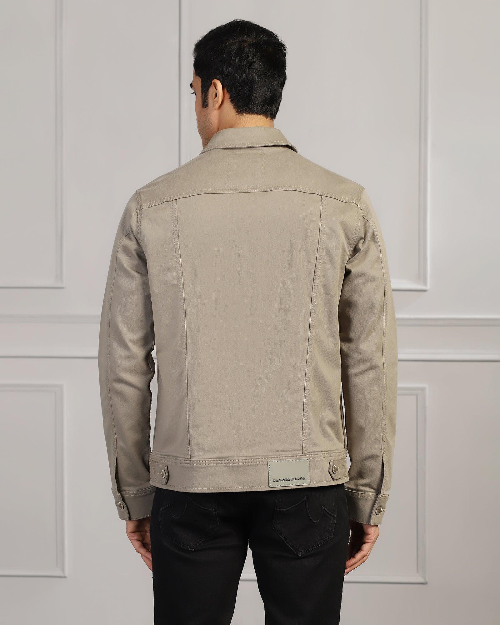 Casual Light Olive Solid Denim Jacket - Rudy - Image 2