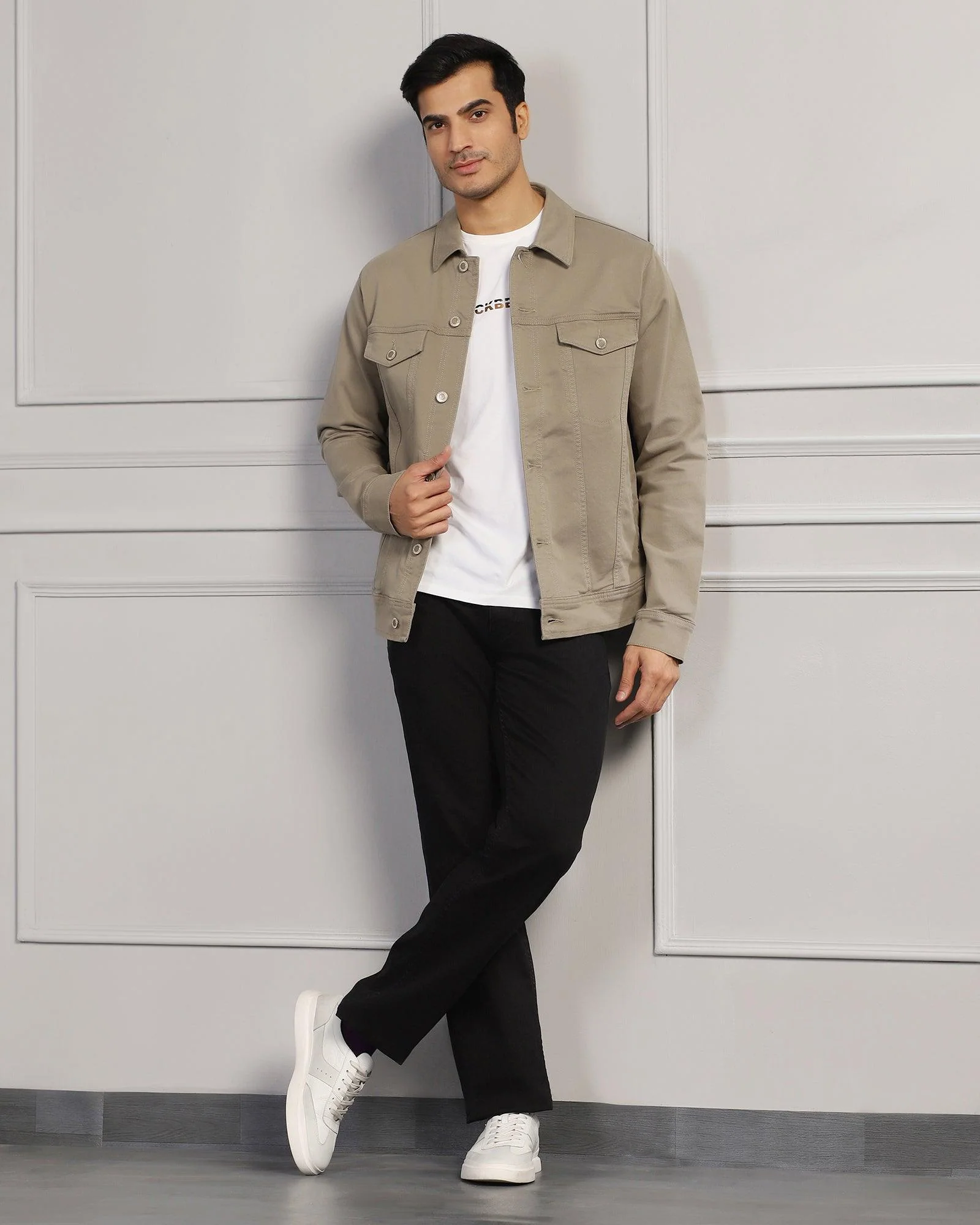 Casual Light Olive Solid Denim Jacket - Rudy - Image 6