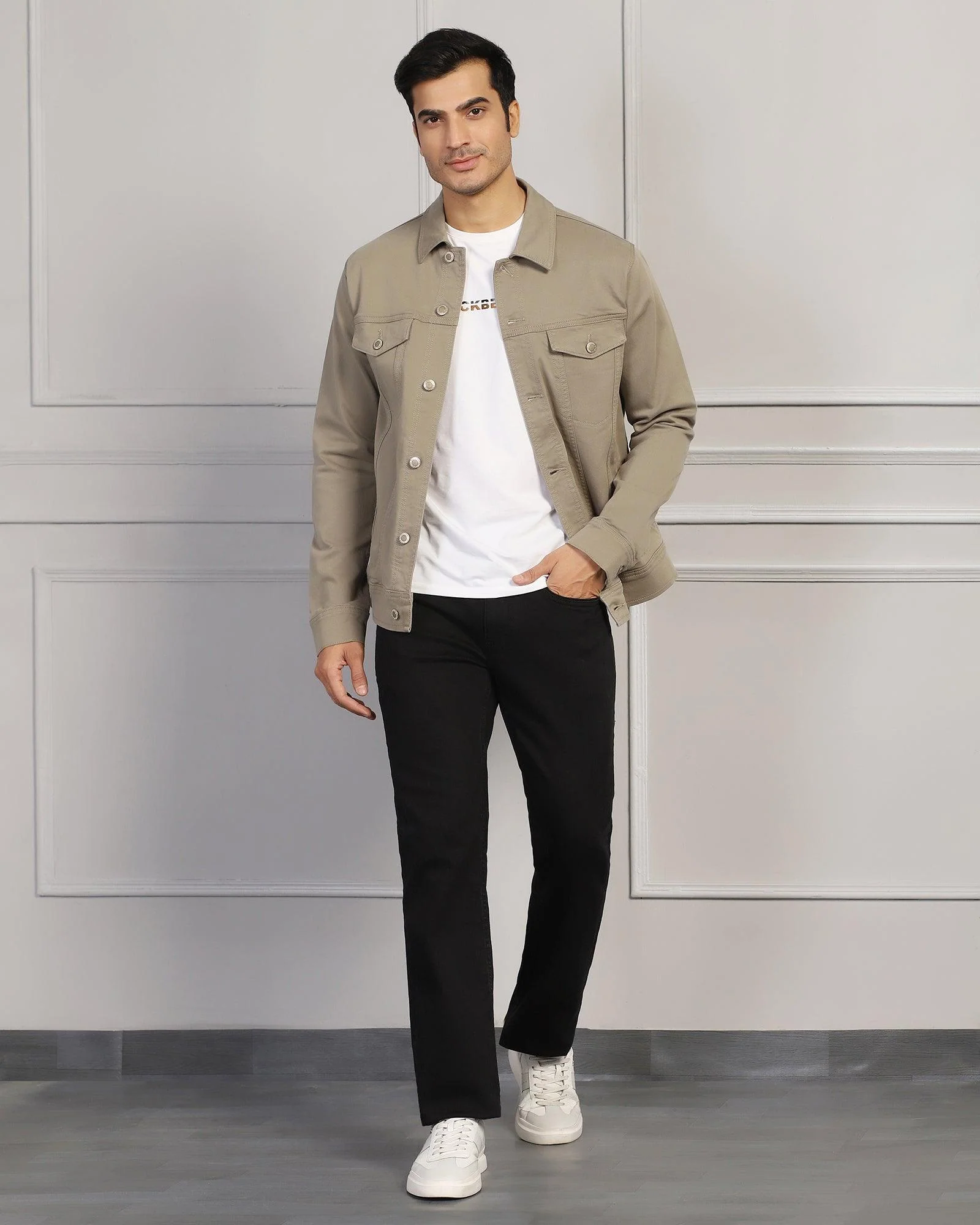 Casual Light Olive Solid Denim Jacket - Rudy - Image 7