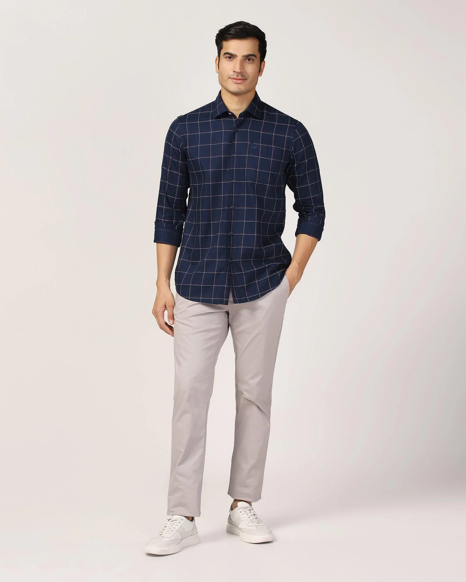 Casual Navy Check Shirt - Wilson - Image 3