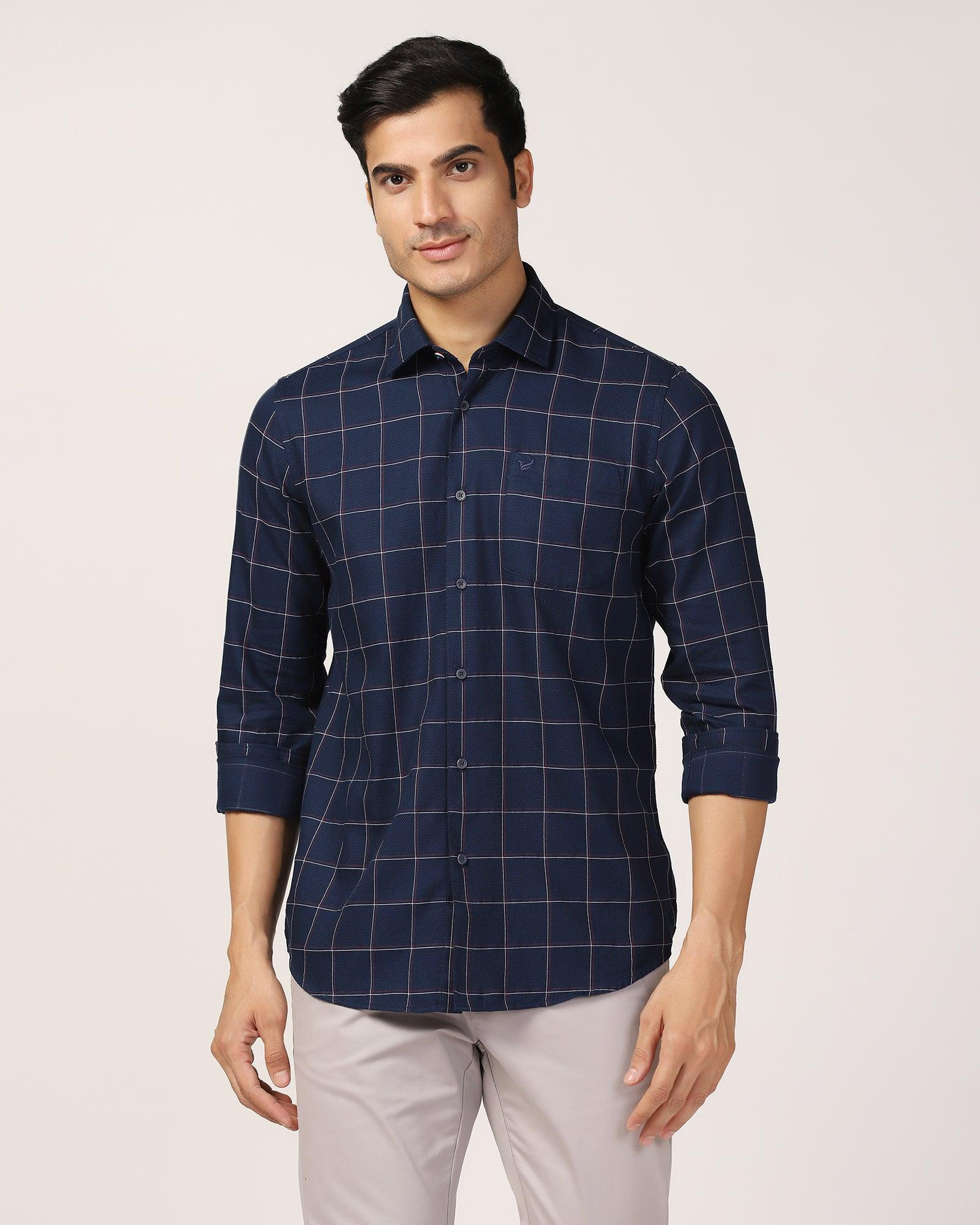 Casual Navy Check Shirt - Wilson - Image 6