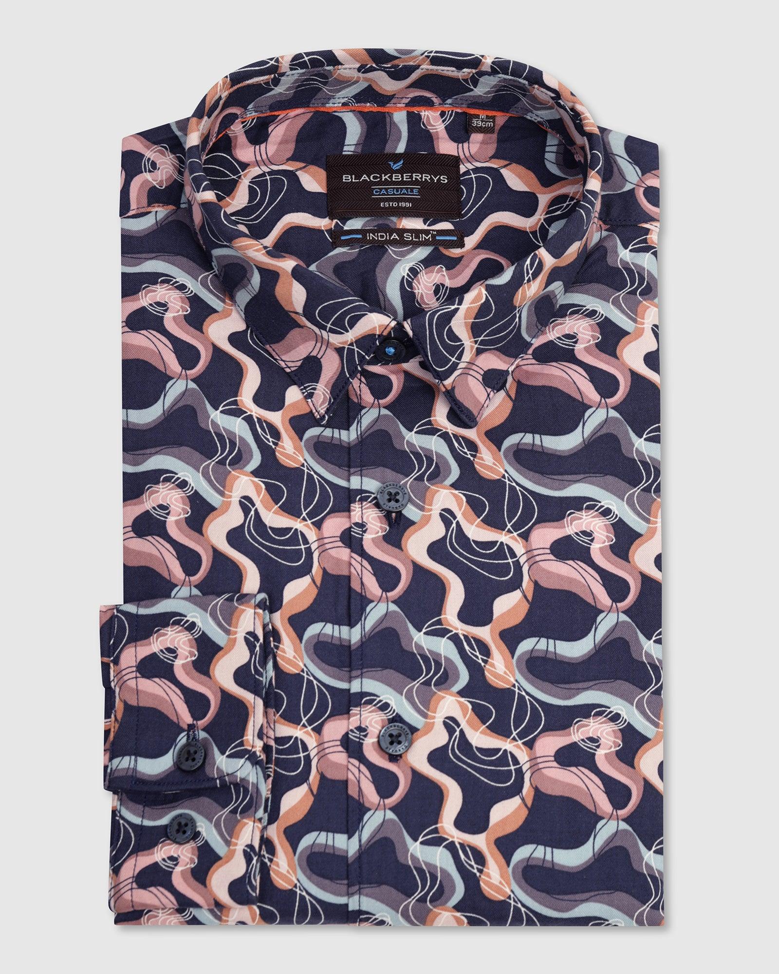 Casual Navy Printed Shirt - Jordan - Image 5