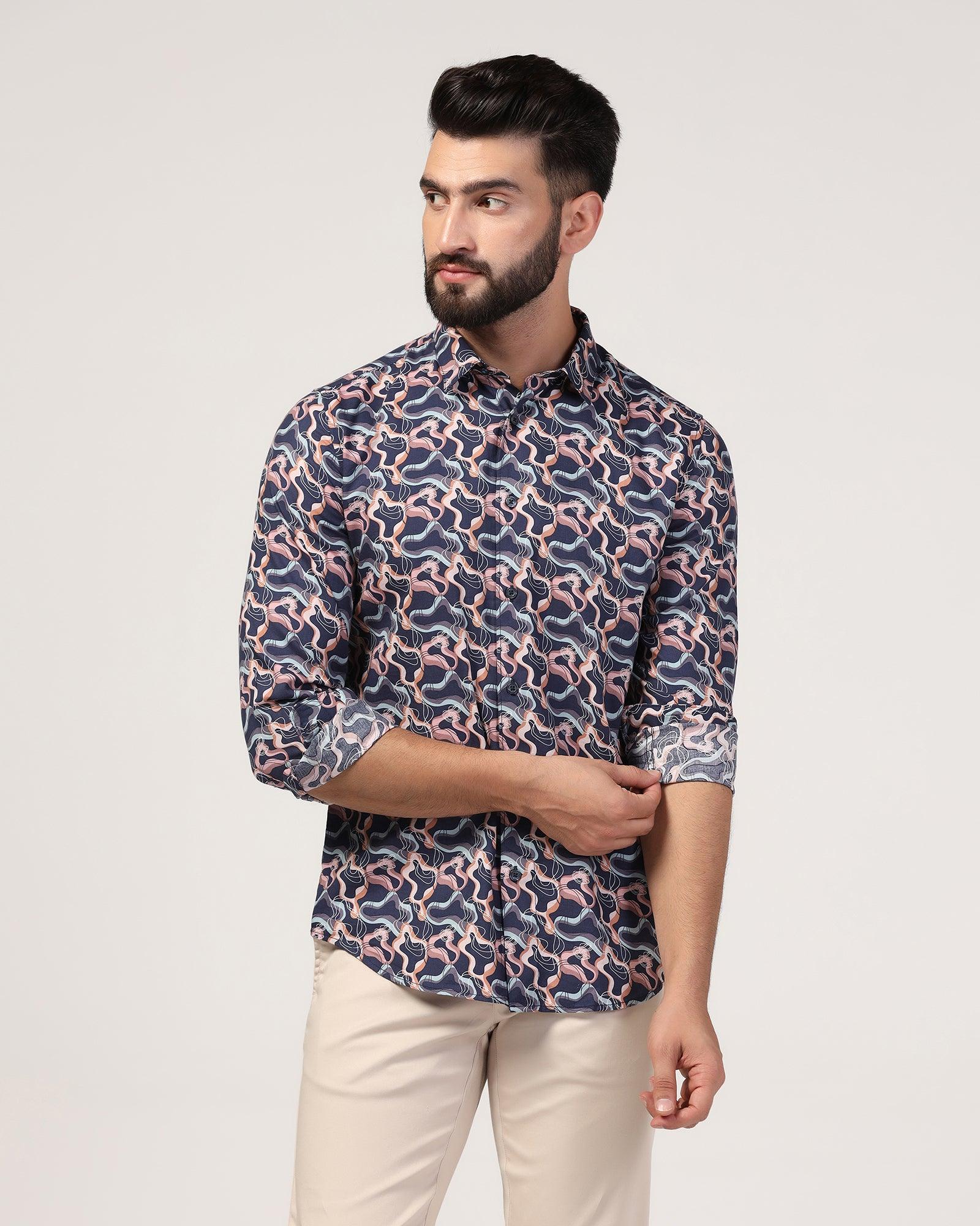 Casual Navy Printed Shirt - Jordan - Image 6