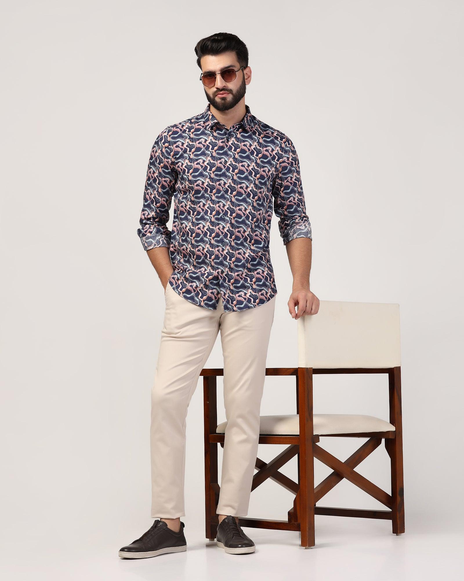 Casual Navy Printed Shirt - Jordan - Image 7