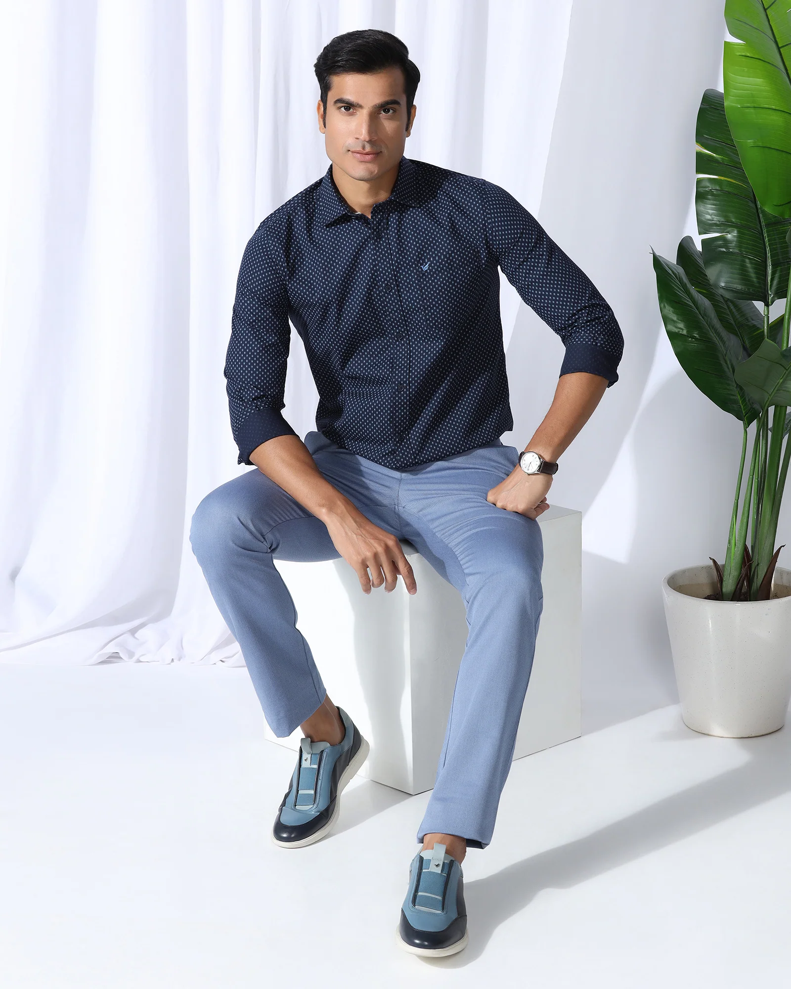 Casual Navy Printed Shirt - Renan - Image 8
