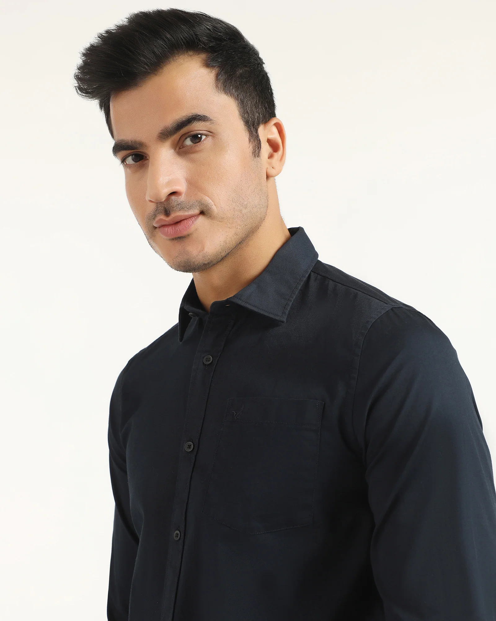 Casual Navy Solid Shirt - Juro - Image 4