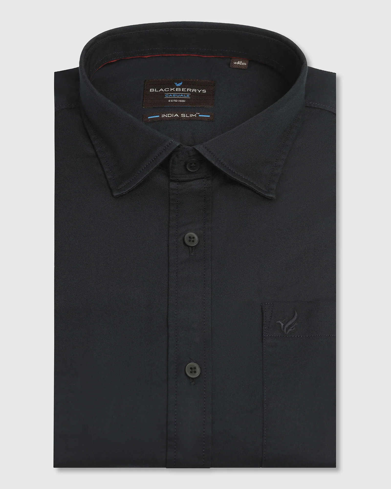 Casual Navy Solid Shirt - Juro - Image 5