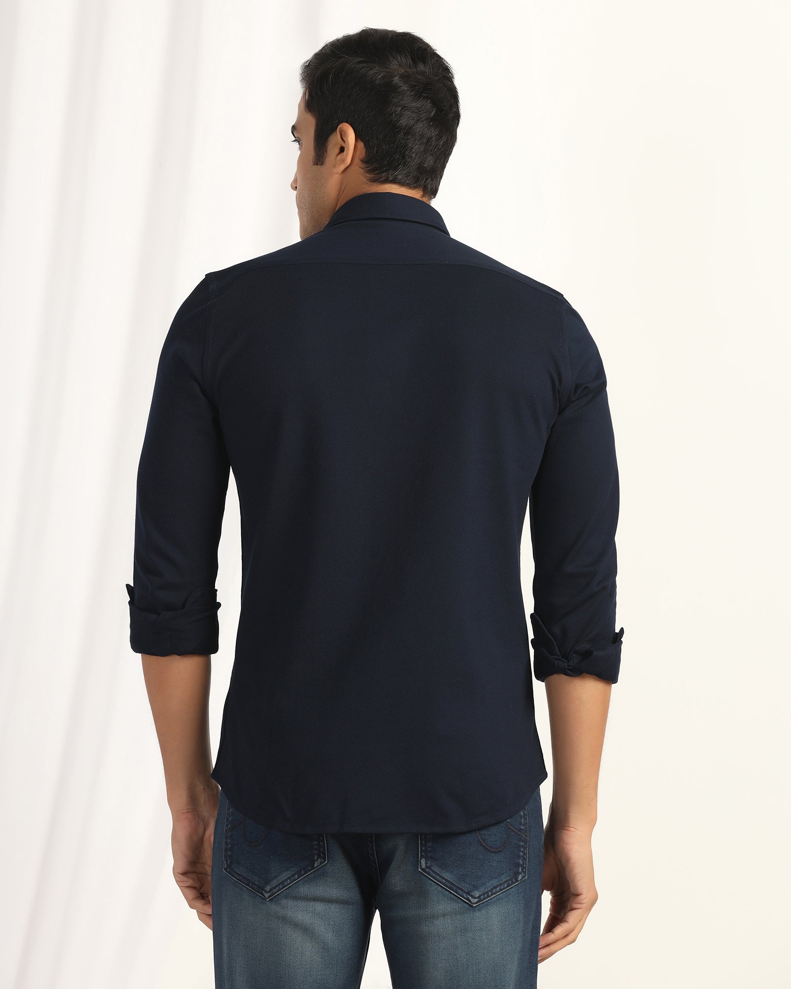 Casual Navy Solid Shirt - Pelantos - Image 2