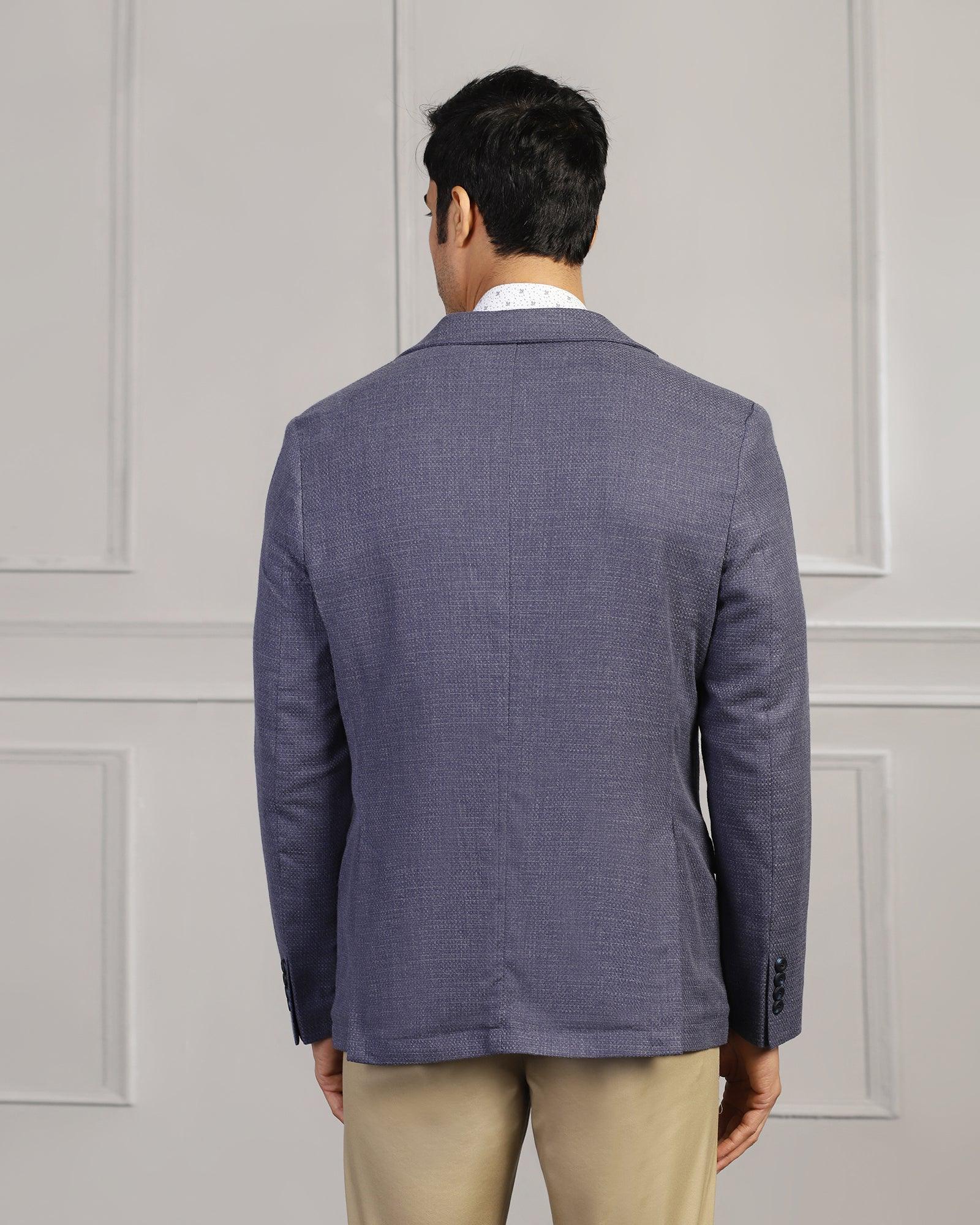 Casual Navy Textured Blazer - Astin - Image 2