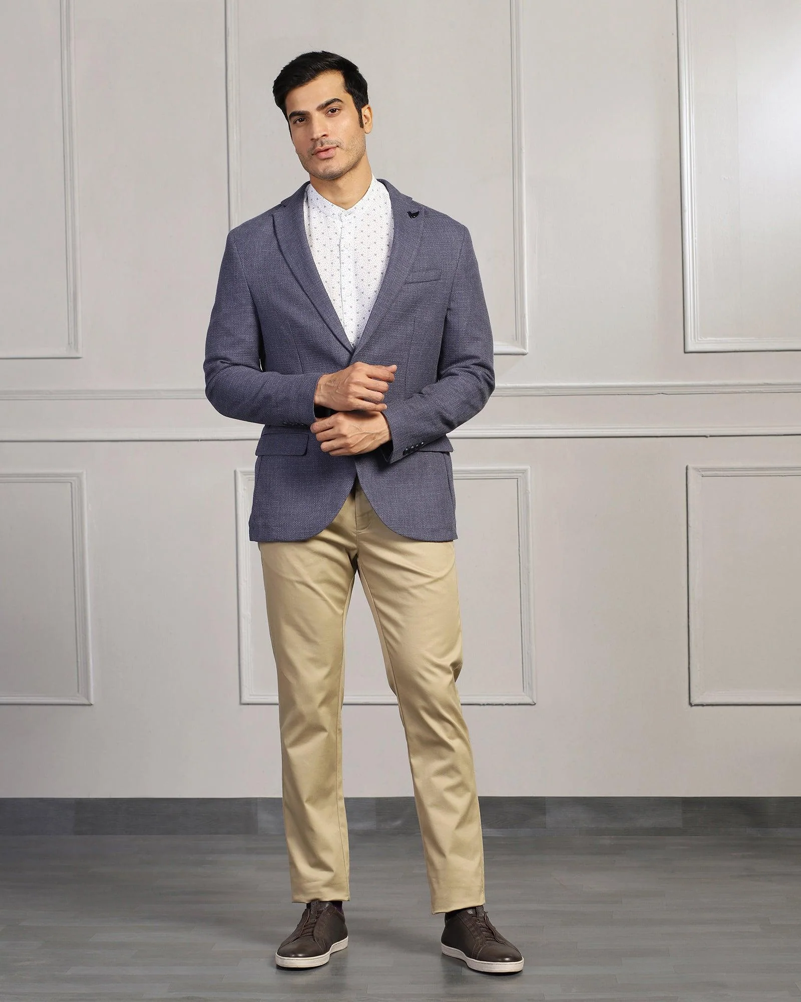 Casual Navy Textured Blazer - Astin - Image 3