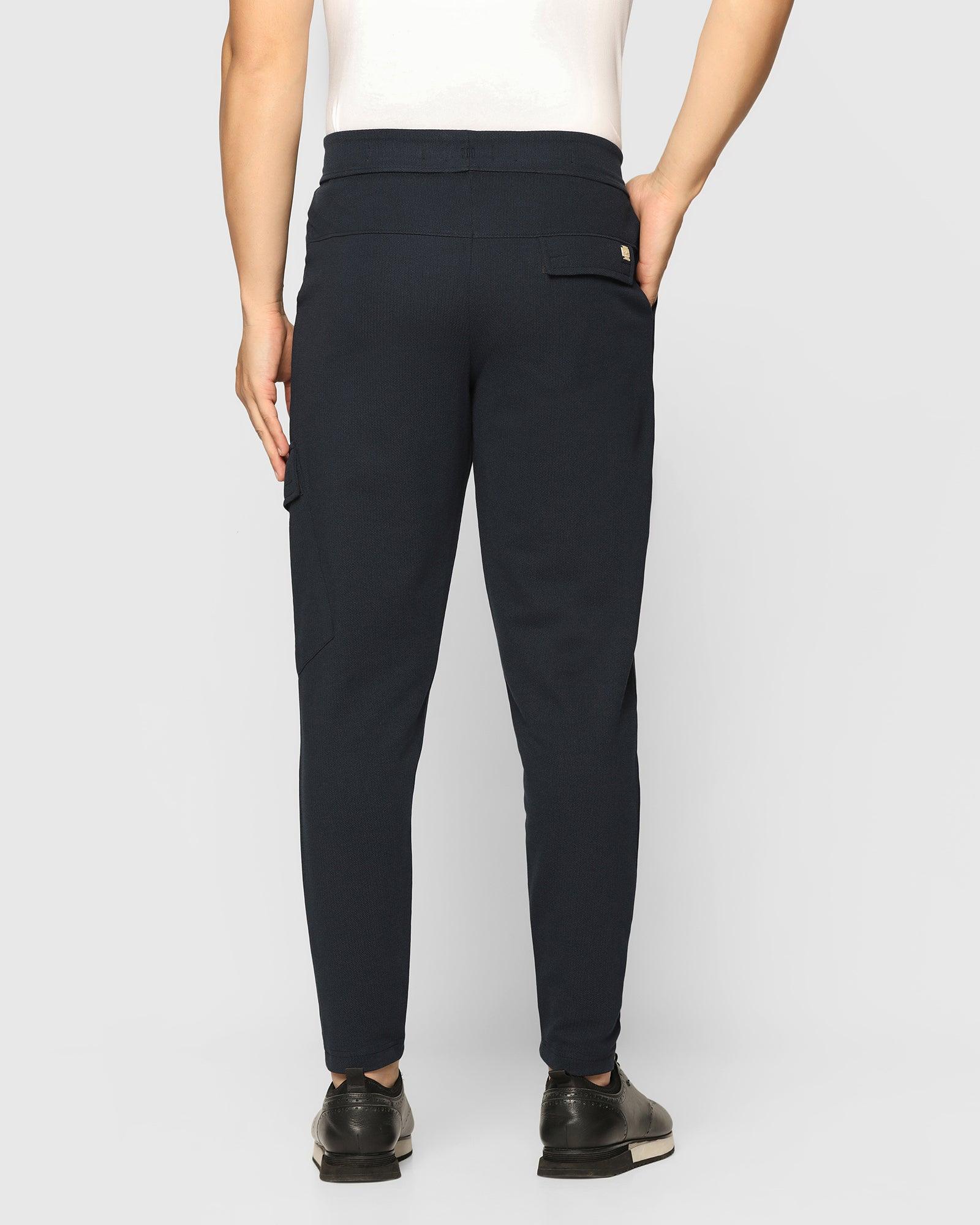 Casual Navy Textured Jogger - Tapered - Image 2