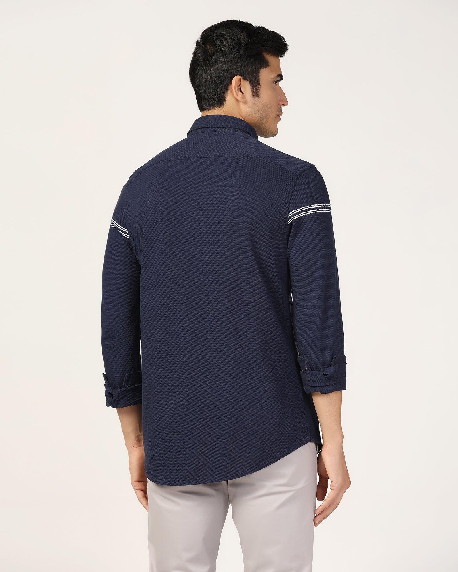Casual Navy Textured Shirt - Liv - Image 2