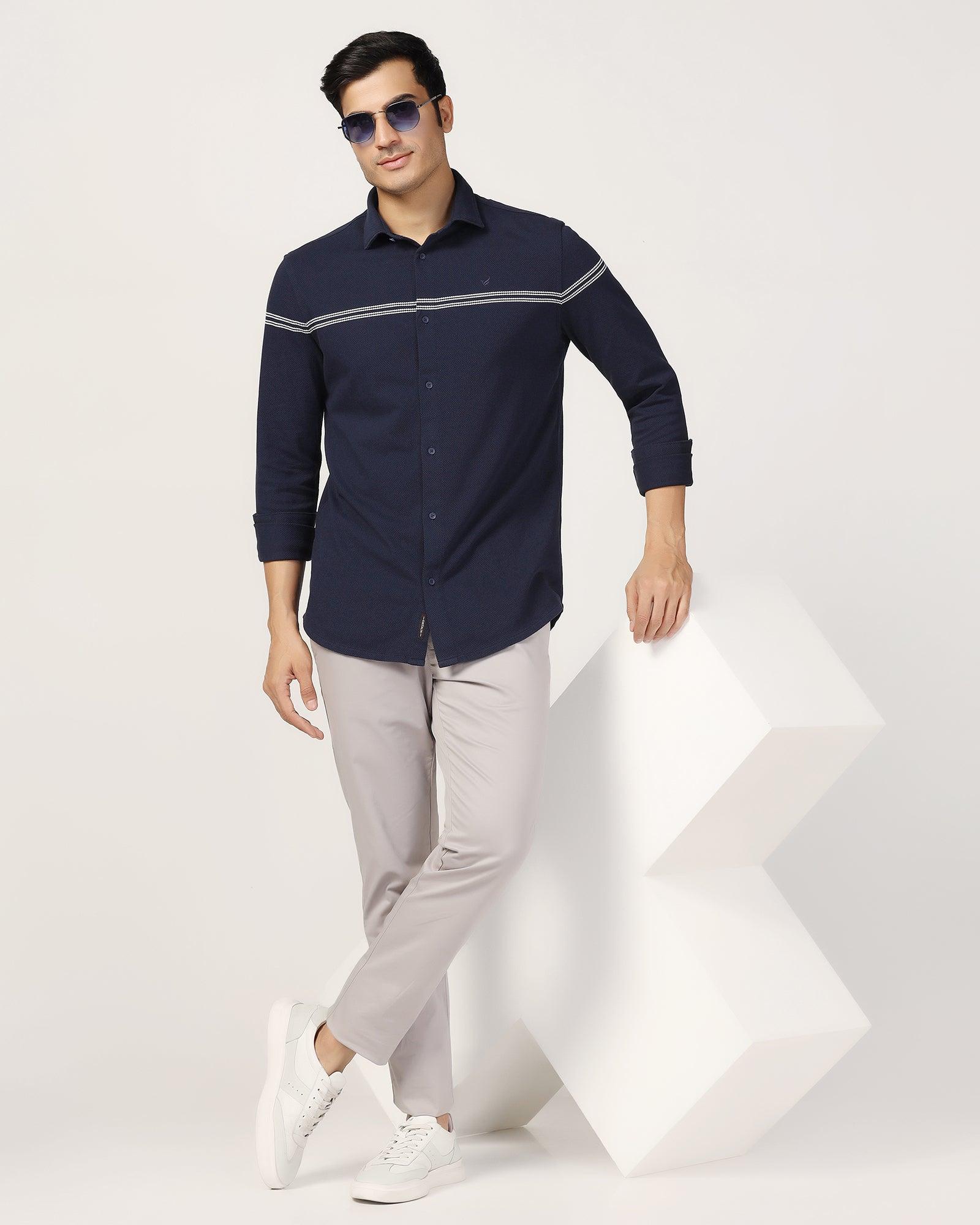 Casual Navy Textured Shirt - Liv - Image 3